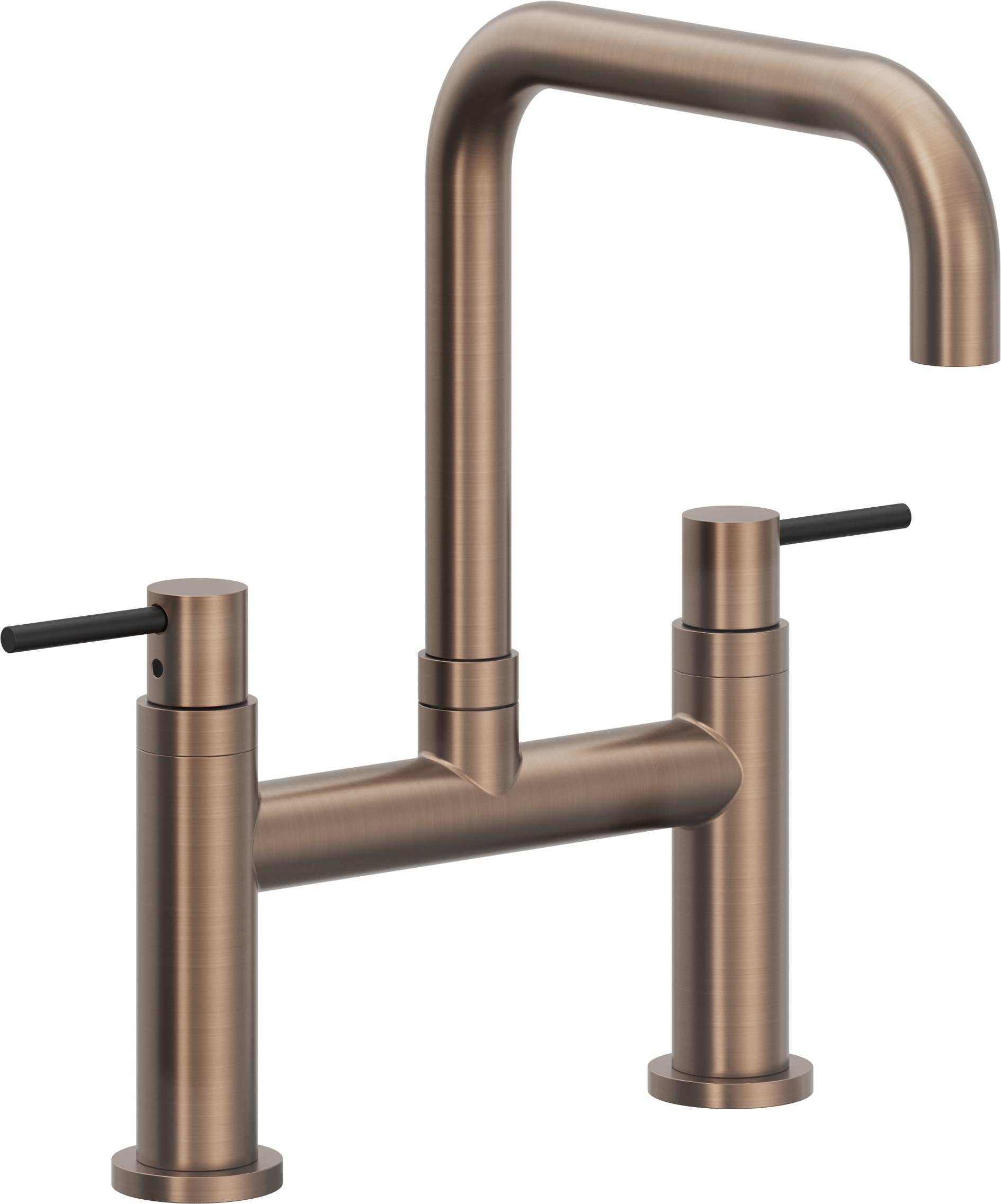 California Faucets Corsano Llave de Cocina Tipo Puente Contemporanea - Pico Cuadruple - Bronce Satinado