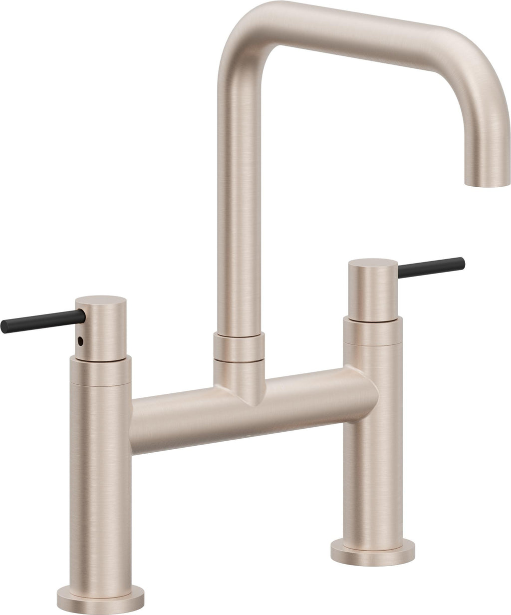 California Faucets Corsano Llave de Cocina Tipo Puente Contemporanea - Pico Cuadruple - Níquel Satinado