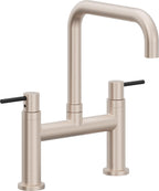 California Faucets Corsano Llave de Cocina Tipo Puente Contemporanea - Pico Cuadruple - Níquel Satinado
