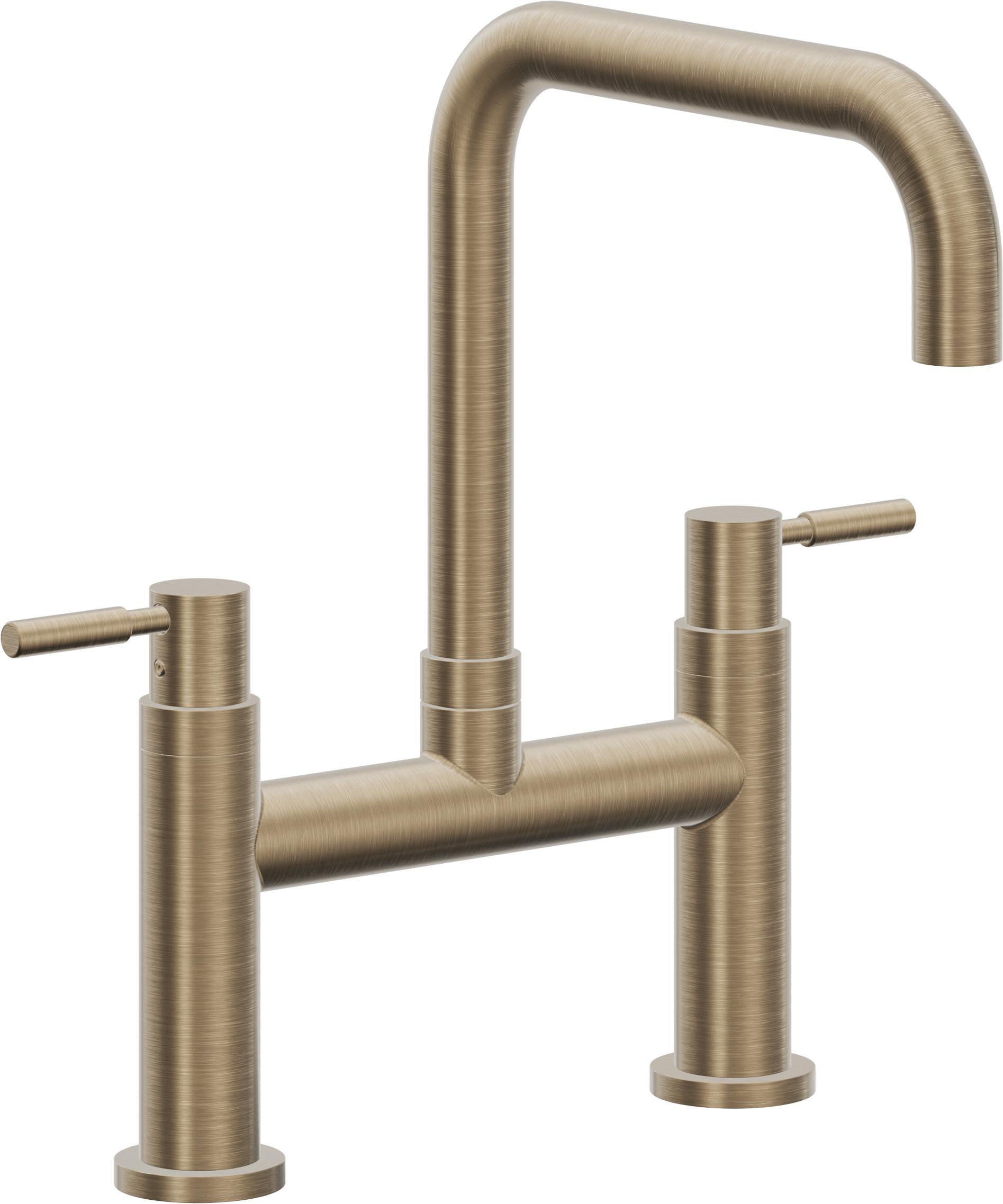 California Faucets Corsano Llave de Cocina Tipo Puente Contemporanea - Pico Cuadruple - Latón Antiguo Mate