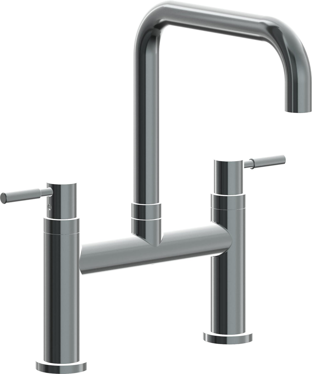 California Faucets Corsano Llave de Cocina Tipo Puente Contemporanea - Pico Cuadruple - Níquel Negro