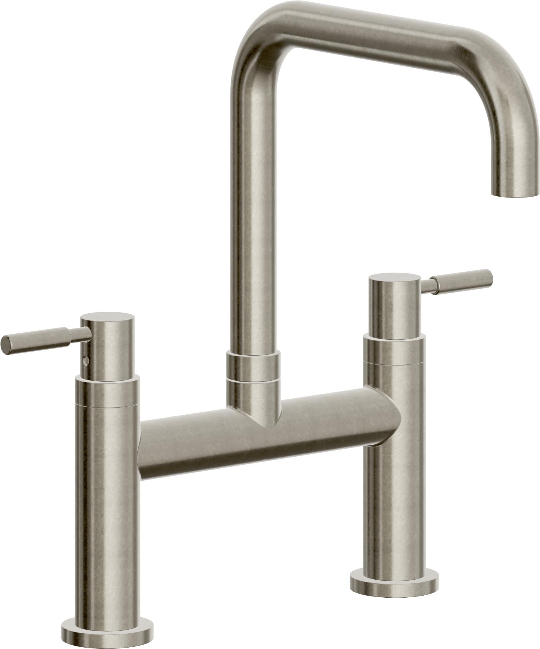 California Faucets Corsano Llave de Cocina Tipo Puente Contemporanea - Pico Cuadruple - Níquel Bruñido
