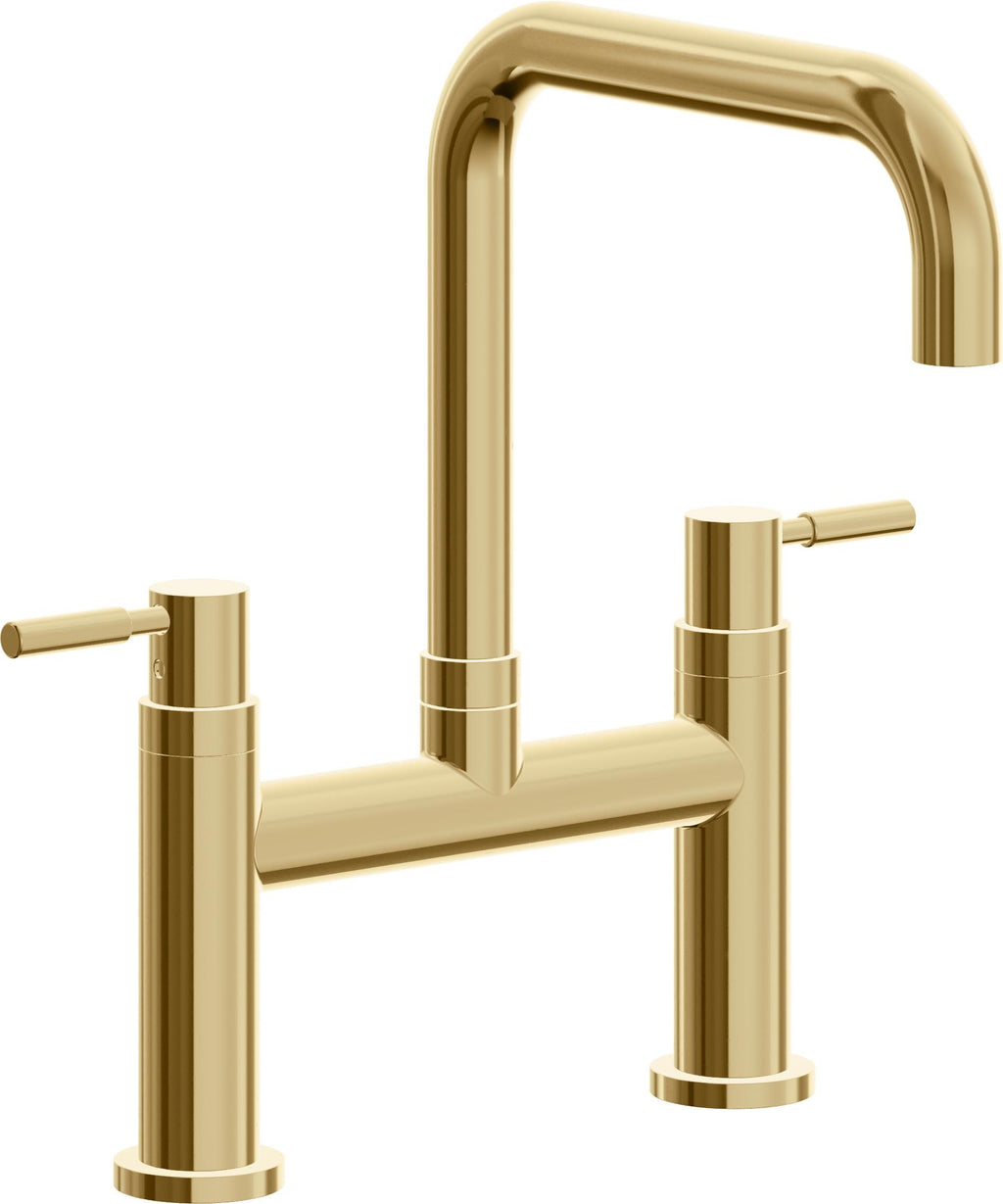 California Faucets Corsano Llave de Cocina Tipo Puente Contemporanea - Pico Cuadruple - Oro Francés