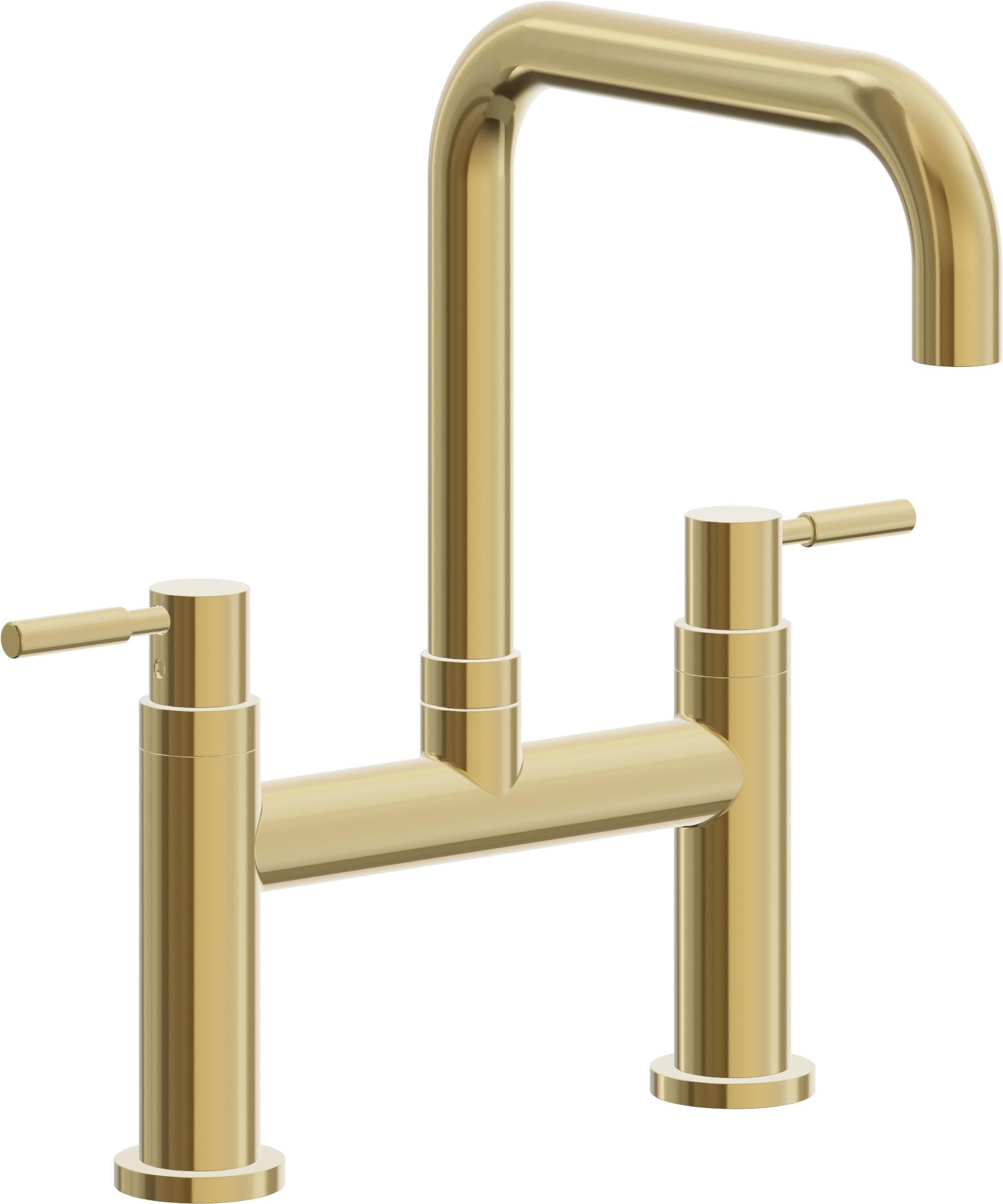 California Faucets Corsano Llave de Cocina Tipo Puente Contemporanea - Pico Cuadruple - Oro Pulido de por Vida