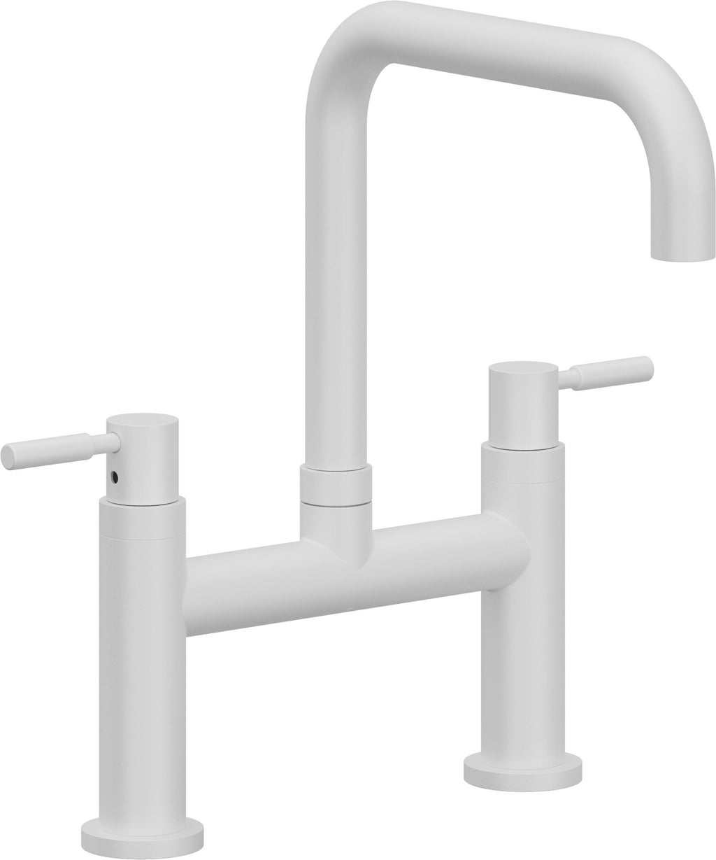 California Faucets Corsano Llave de Cocina Tipo Puente Contemporanea - Pico Cuadruple - Blanco Mate