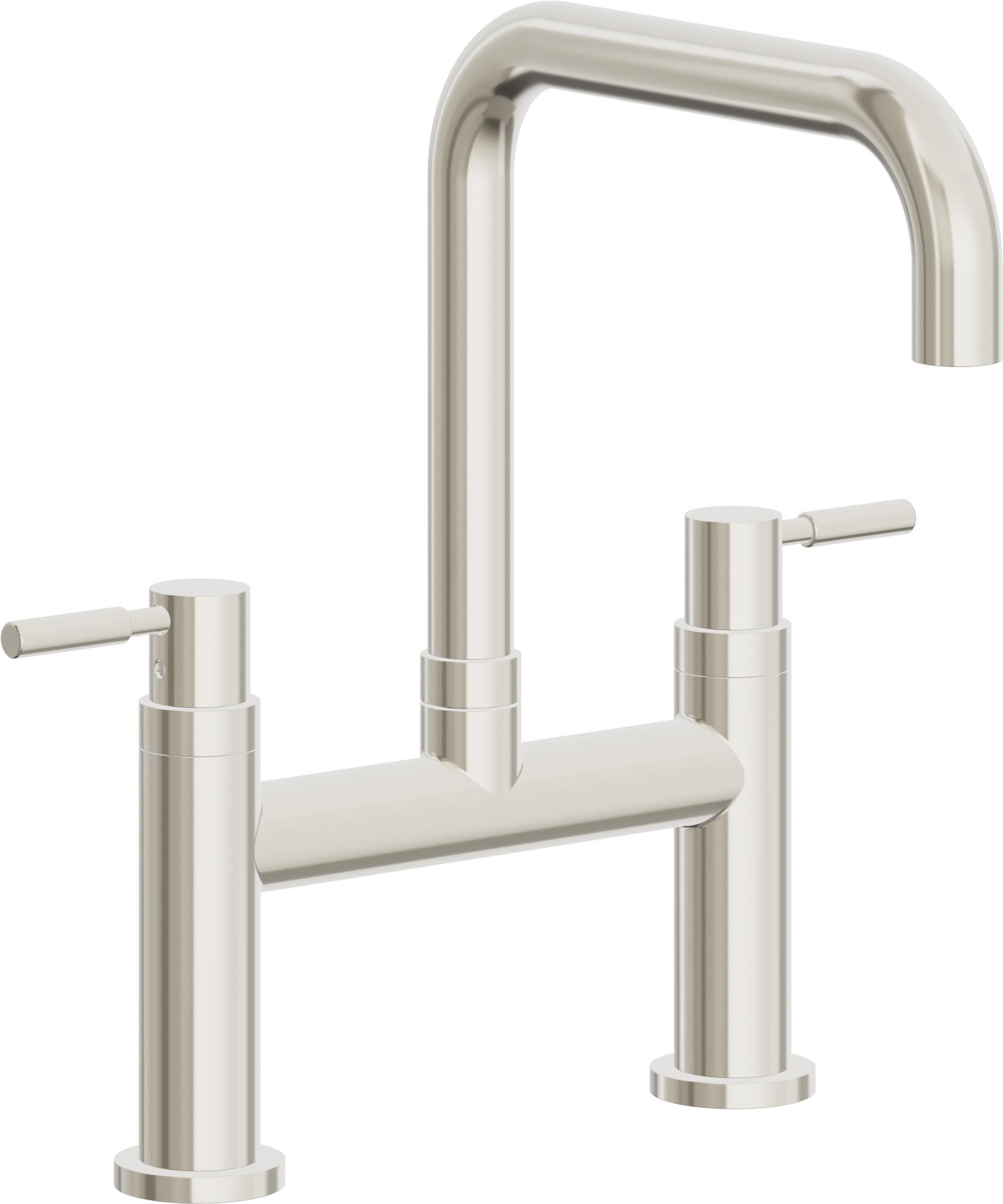 California Faucets Corsano Llave de Cocina Tipo Puente Contemporanea - Pico Cuadruple - Níquel Pulido