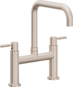 California Faucets Corsano Llave de Cocina Tipo Puente Contemporanea - Pico Cuadruple - Níquel Satinado