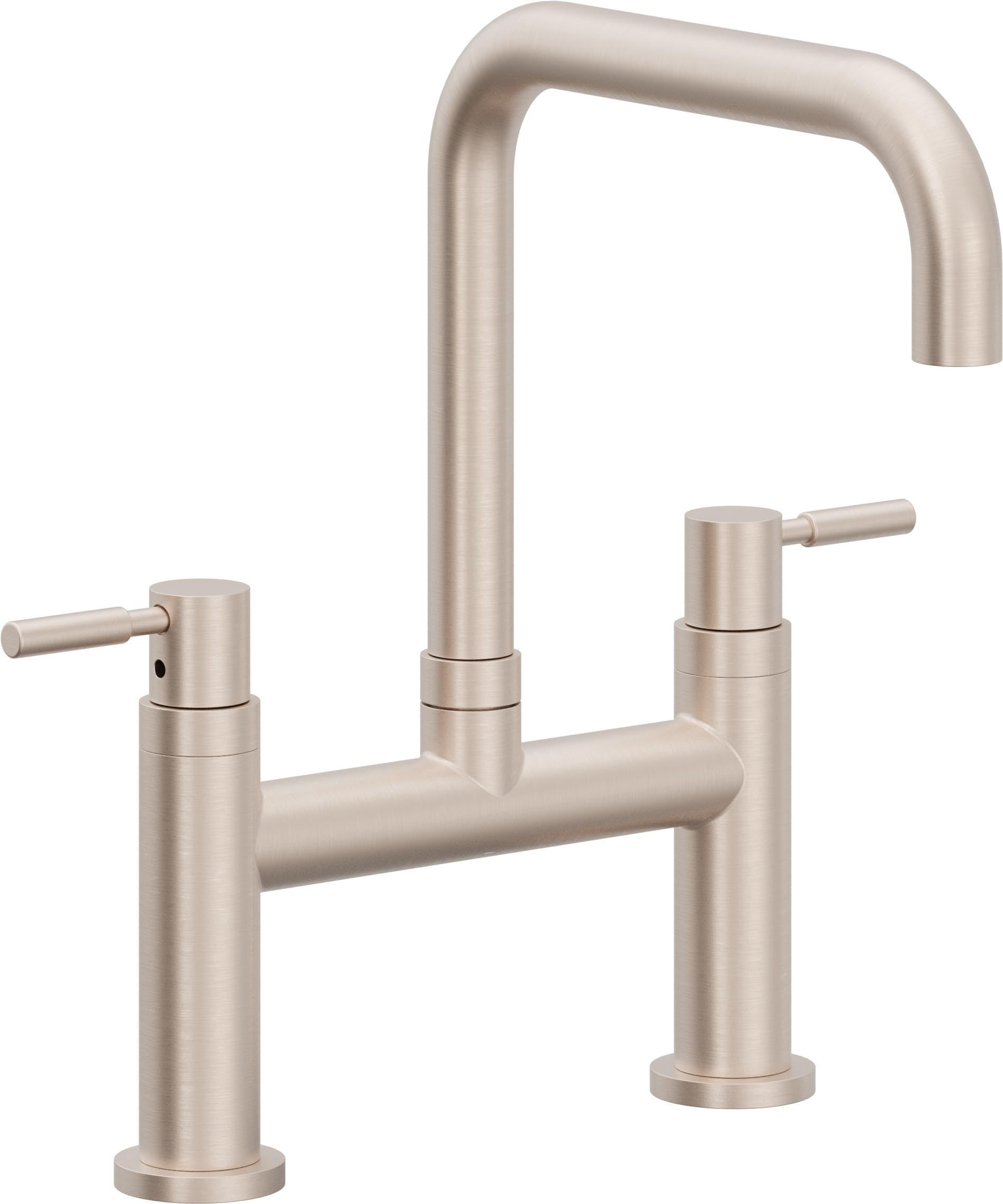 California Faucets Corsano Llave de Cocina Tipo Puente Contemporanea - Pico Cuadruple - Níquel Satinado