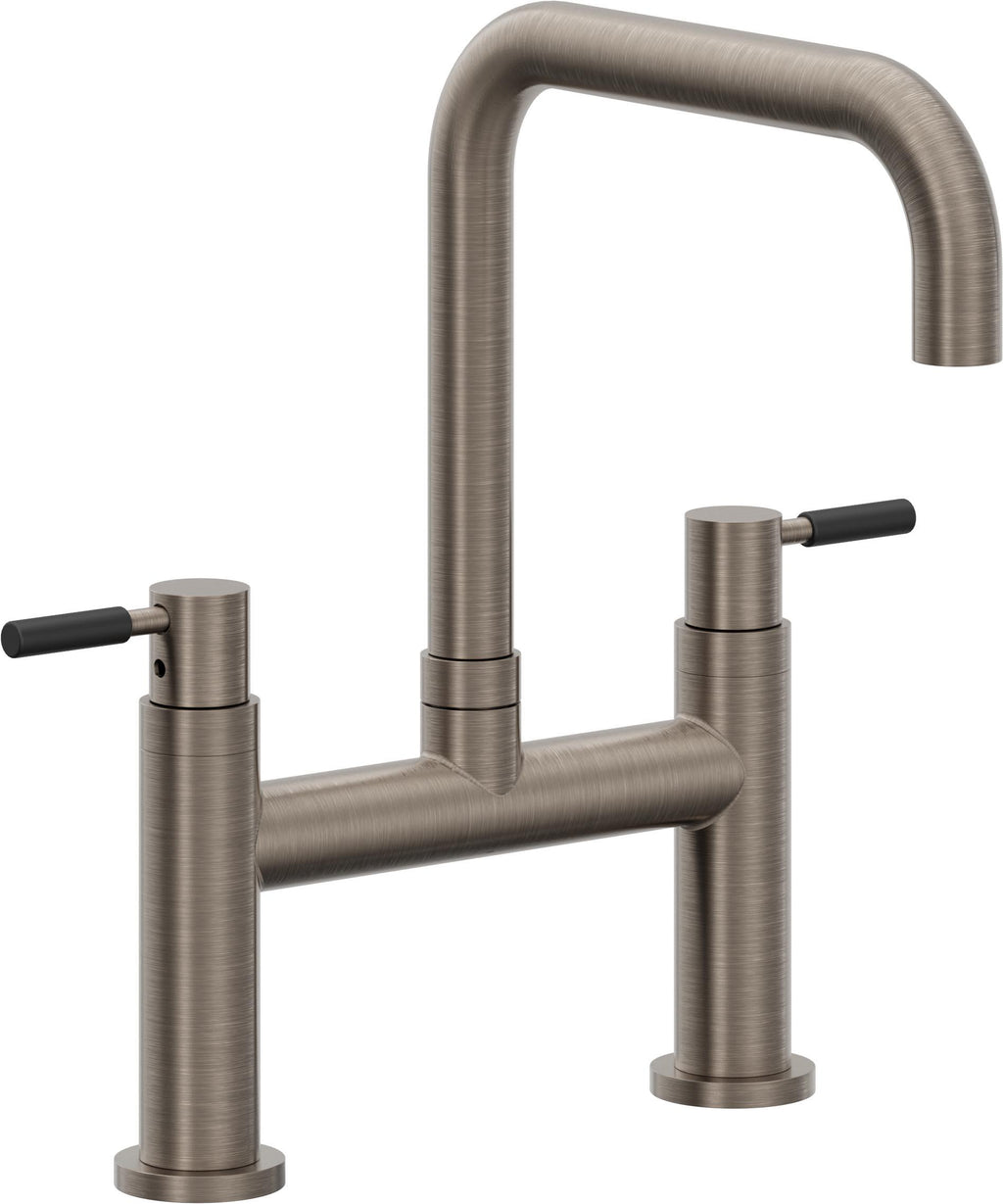 California Faucets Corsano Llave de Cocina Tipo Puente Contemporanea - Pico Cuadruple - Níquel Antiguo Mate