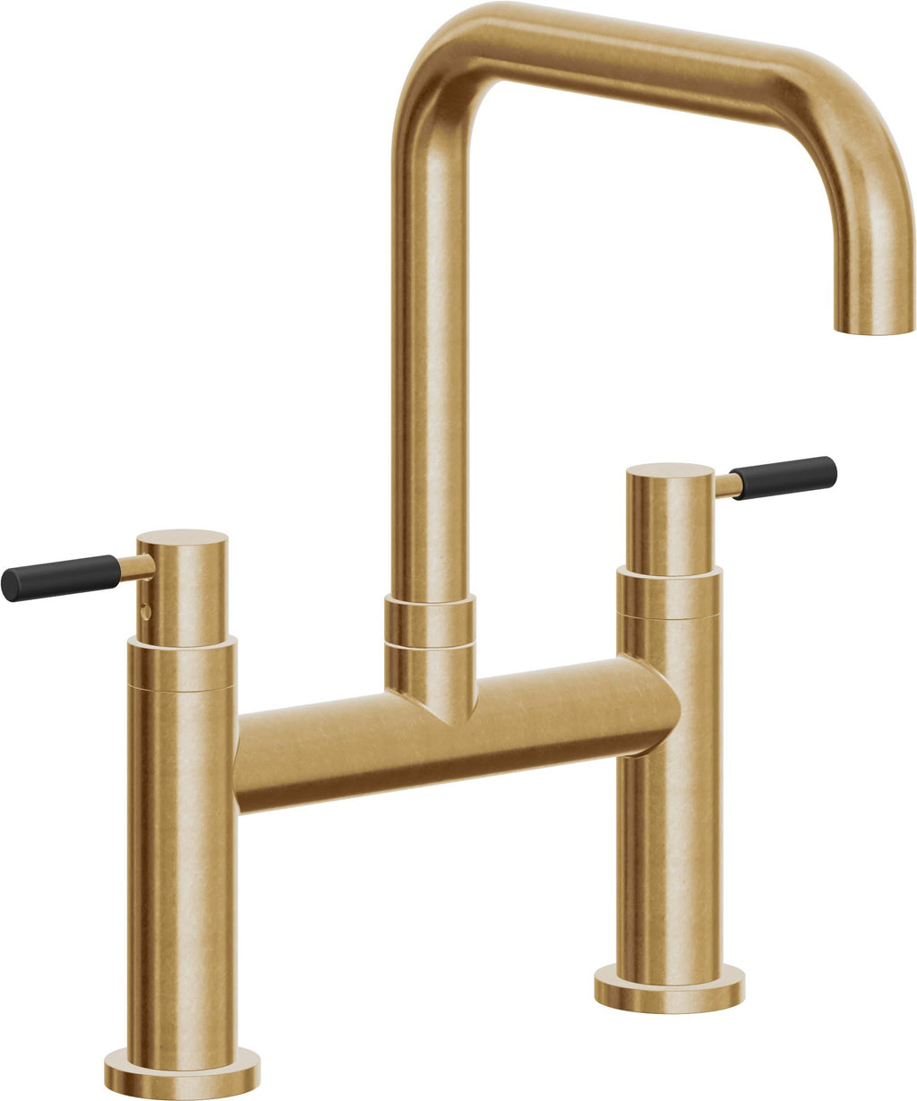 California Faucets Corsano Llave de Cocina Tipo Puente Contemporanea - Pico Cuadruple - Latón Bruñido