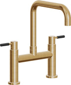 California Faucets Corsano Llave de Cocina Tipo Puente Contemporanea - Pico Cuadruple - Latón Bruñido