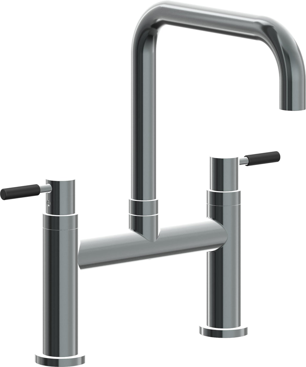 California Faucets Corsano Llave de Cocina Tipo Puente Contemporanea - Pico Cuadruple - Níquel Negro