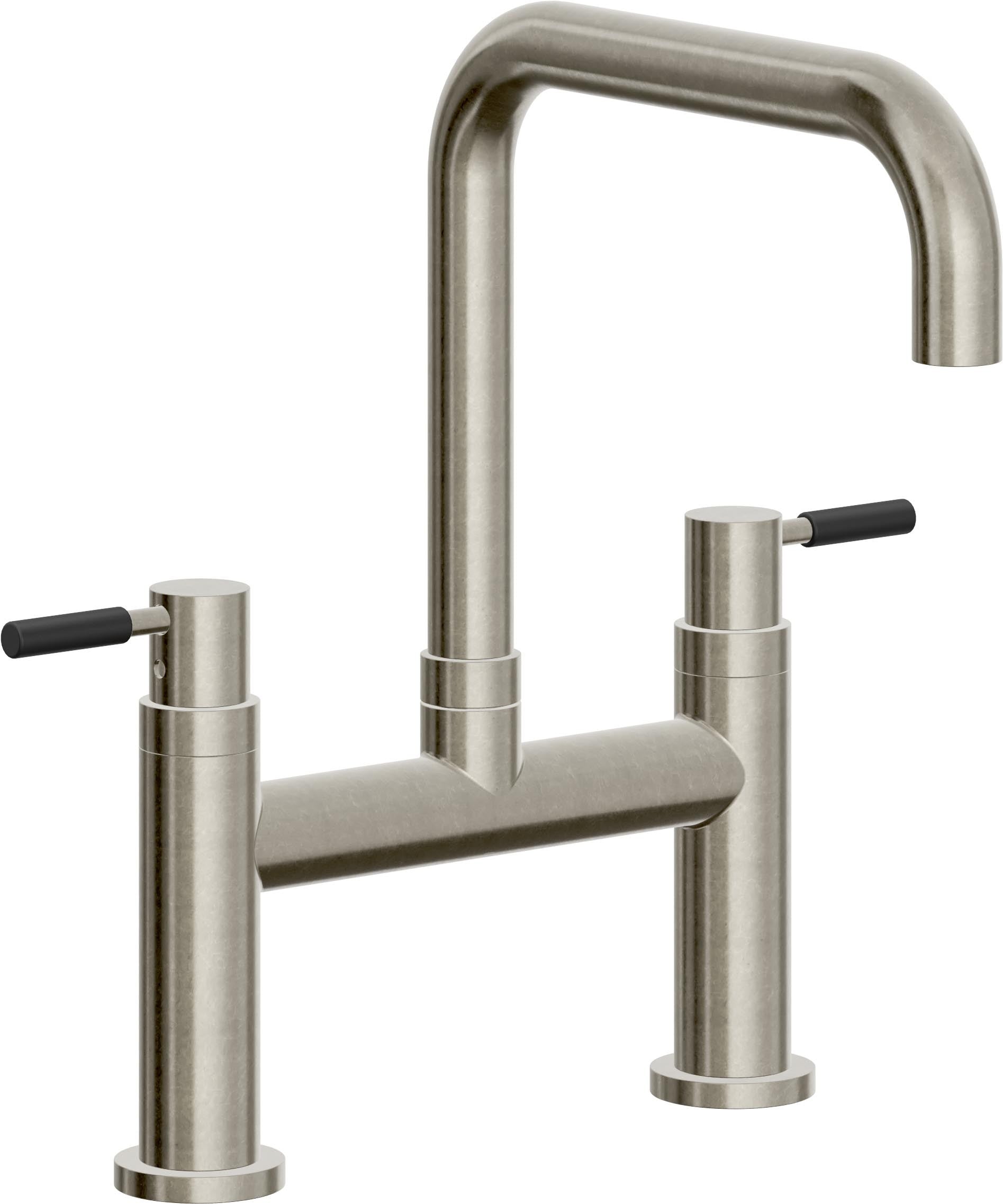 California Faucets Corsano Llave de Cocina Tipo Puente Contemporanea - Pico Cuadruple - Níquel Bruñido