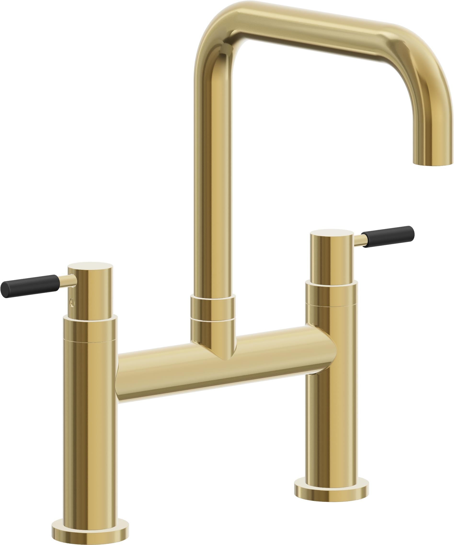 California Faucets Corsano Llave de Cocina Tipo Puente Contemporanea - Pico Cuadruple - Oro Pulido de por Vida