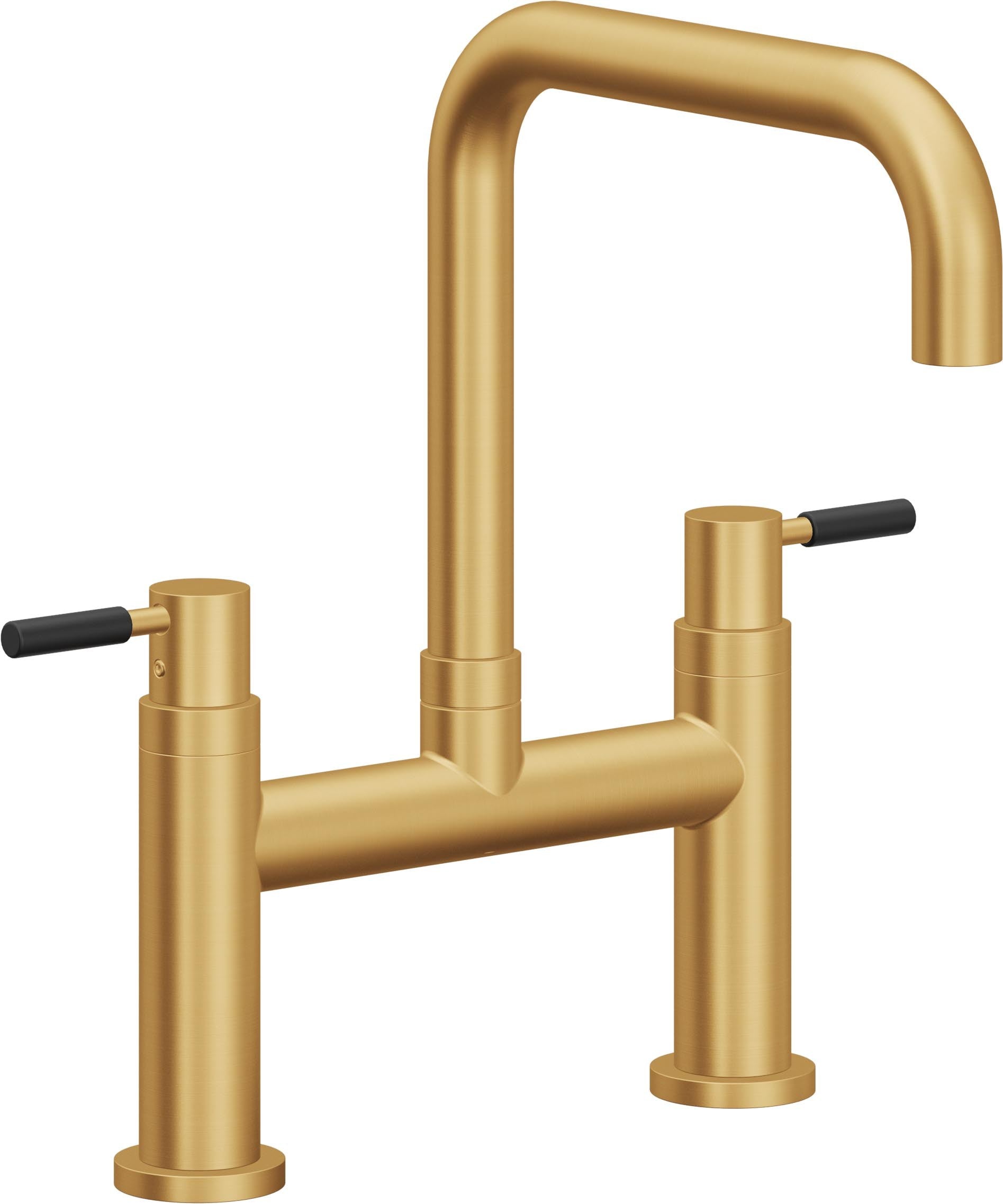 California Faucets Corsano Llave de Cocina Tipo Puente Contemporanea - Pico Cuadruple - Oro Satinado de por Vida