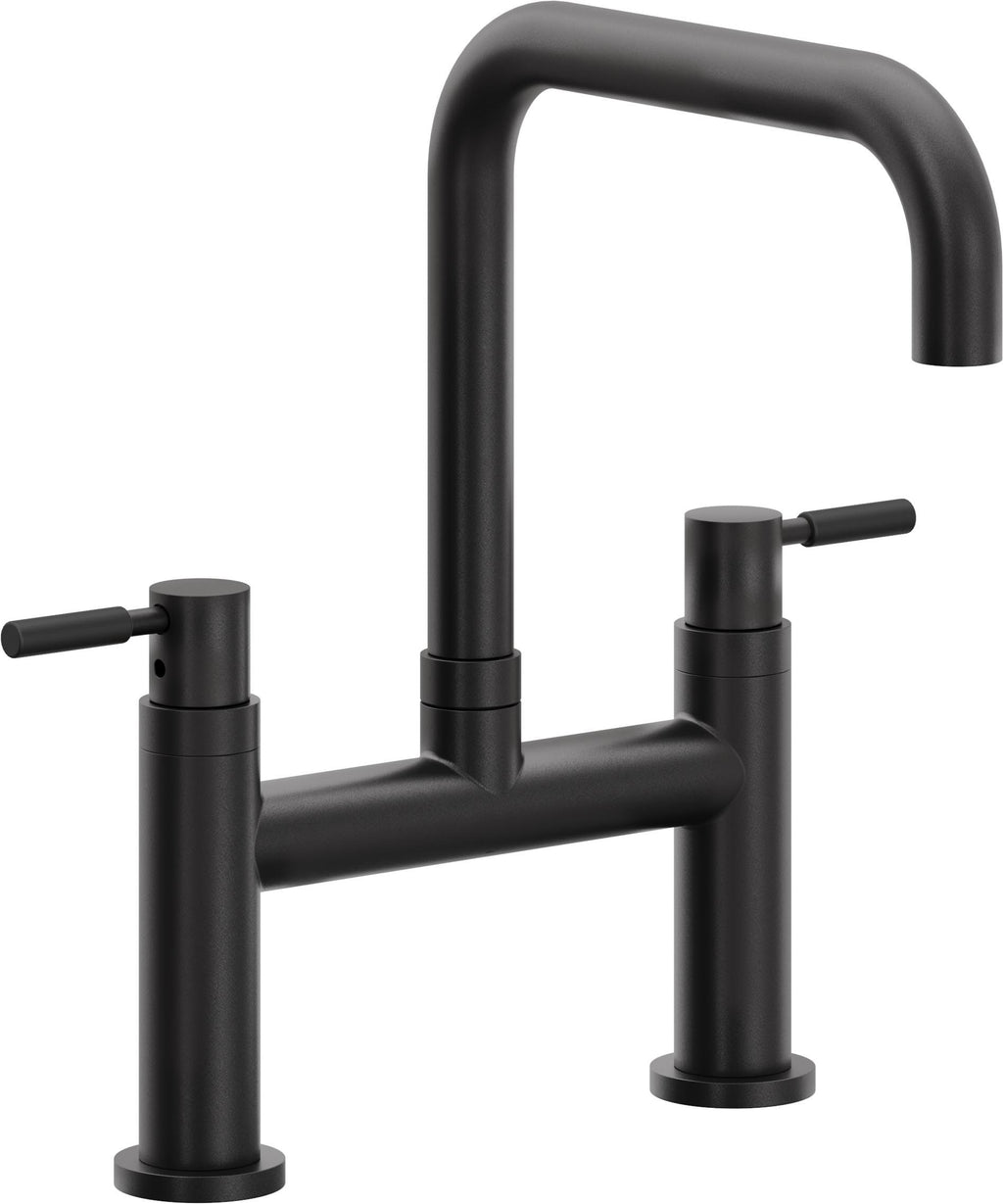 California Faucets Corsano Llave de Cocina Tipo Puente Contemporanea - Pico Cuadruple - Negro Mate