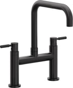 California Faucets Corsano Llave de Cocina Tipo Puente Contemporanea - Pico Cuadruple - Negro Mate