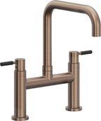 California Faucets Corsano Llave de Cocina Tipo Puente Contemporanea - Pico Cuadruple - Bronce Satinado