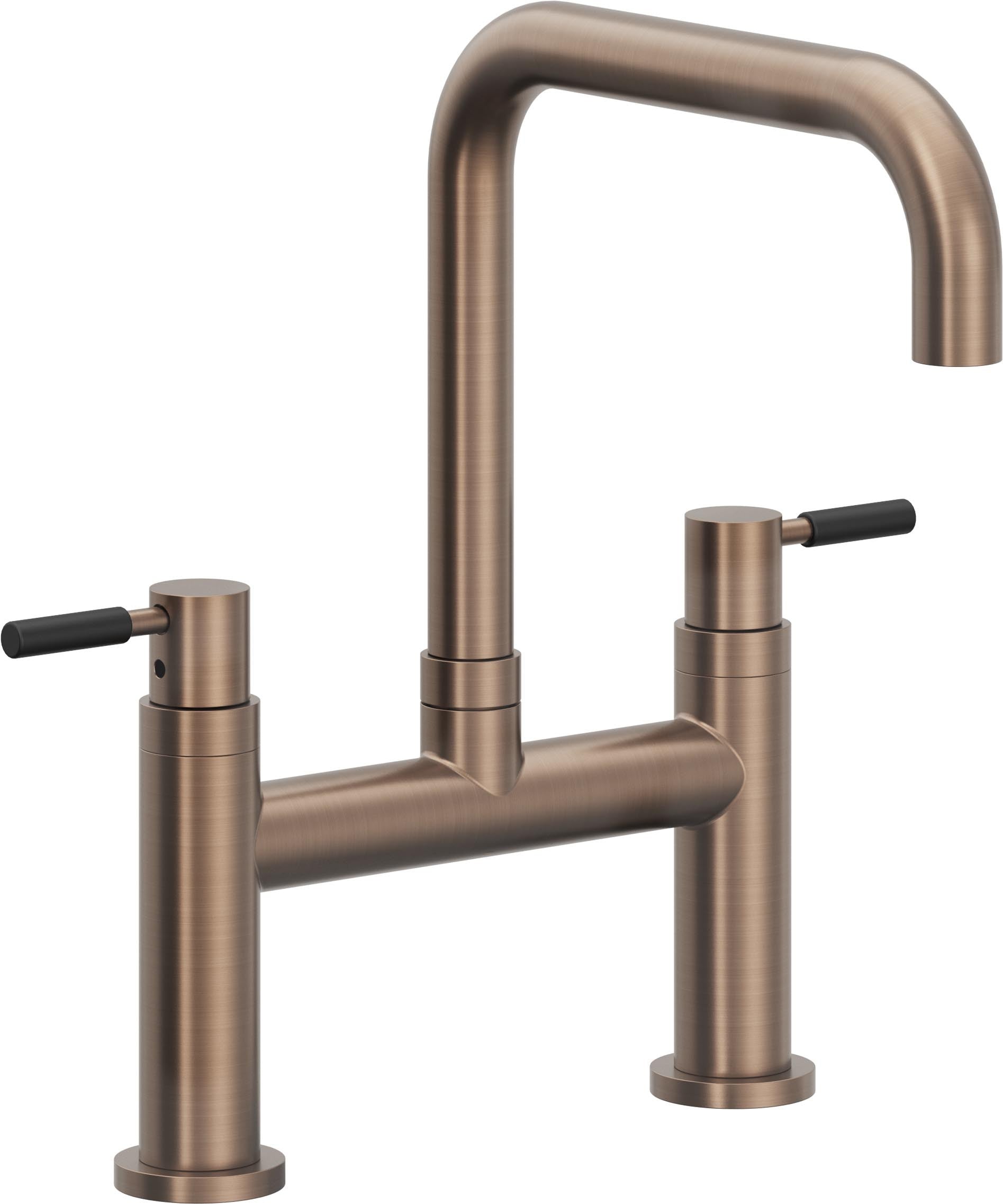 California Faucets Corsano Llave de Cocina Tipo Puente Contemporanea - Pico Cuadruple - Bronce Satinado