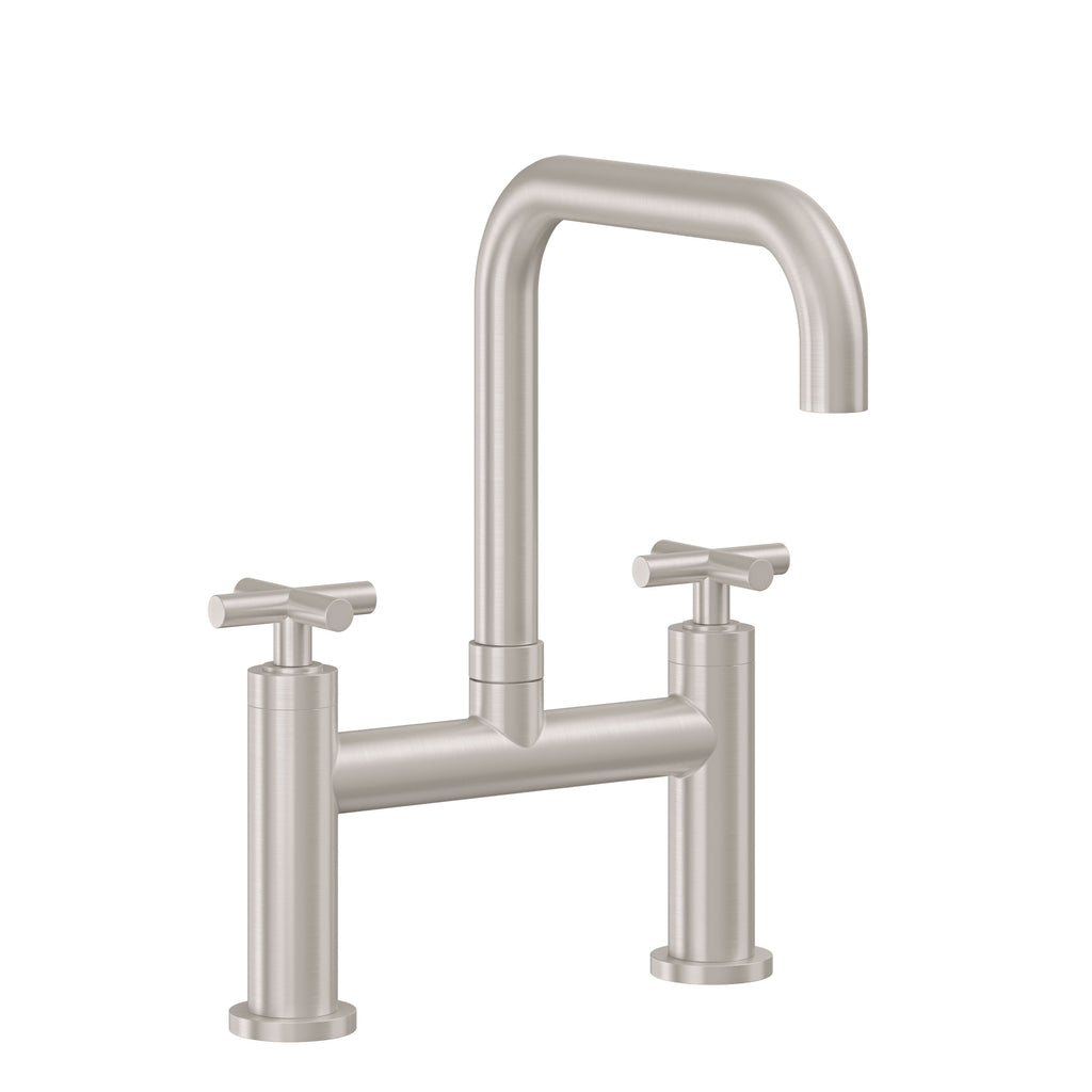 California Faucets Corsano Llave de Cocina Tipo Puente Contemporanea - Pico Cuadruple - Níquel Satinado