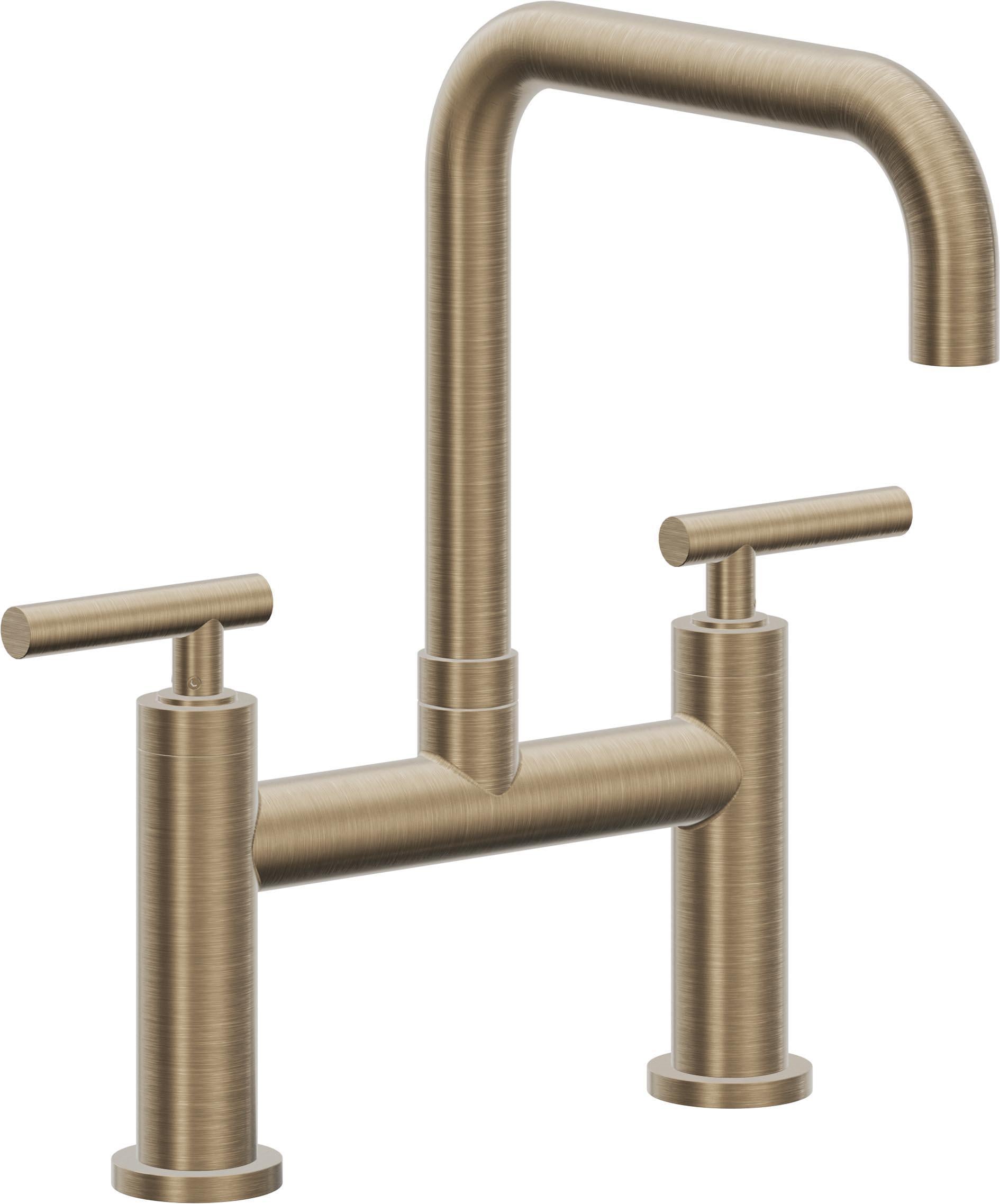 California Faucets Corsano Llave de Cocina Tipo Puente Contemporanea - Pico Cuadruple - Latón Antiguo Mate