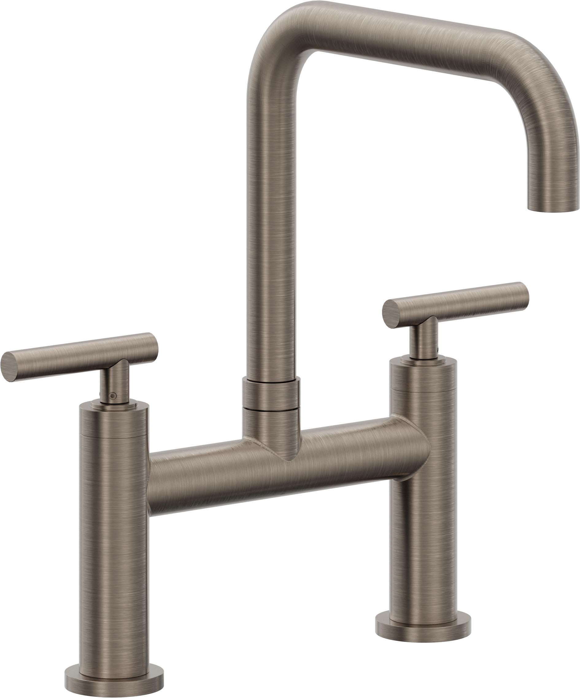 California Faucets Corsano Llave de Cocina Tipo Puente Contemporanea - Pico Cuadruple - Níquel Antiguo Mate