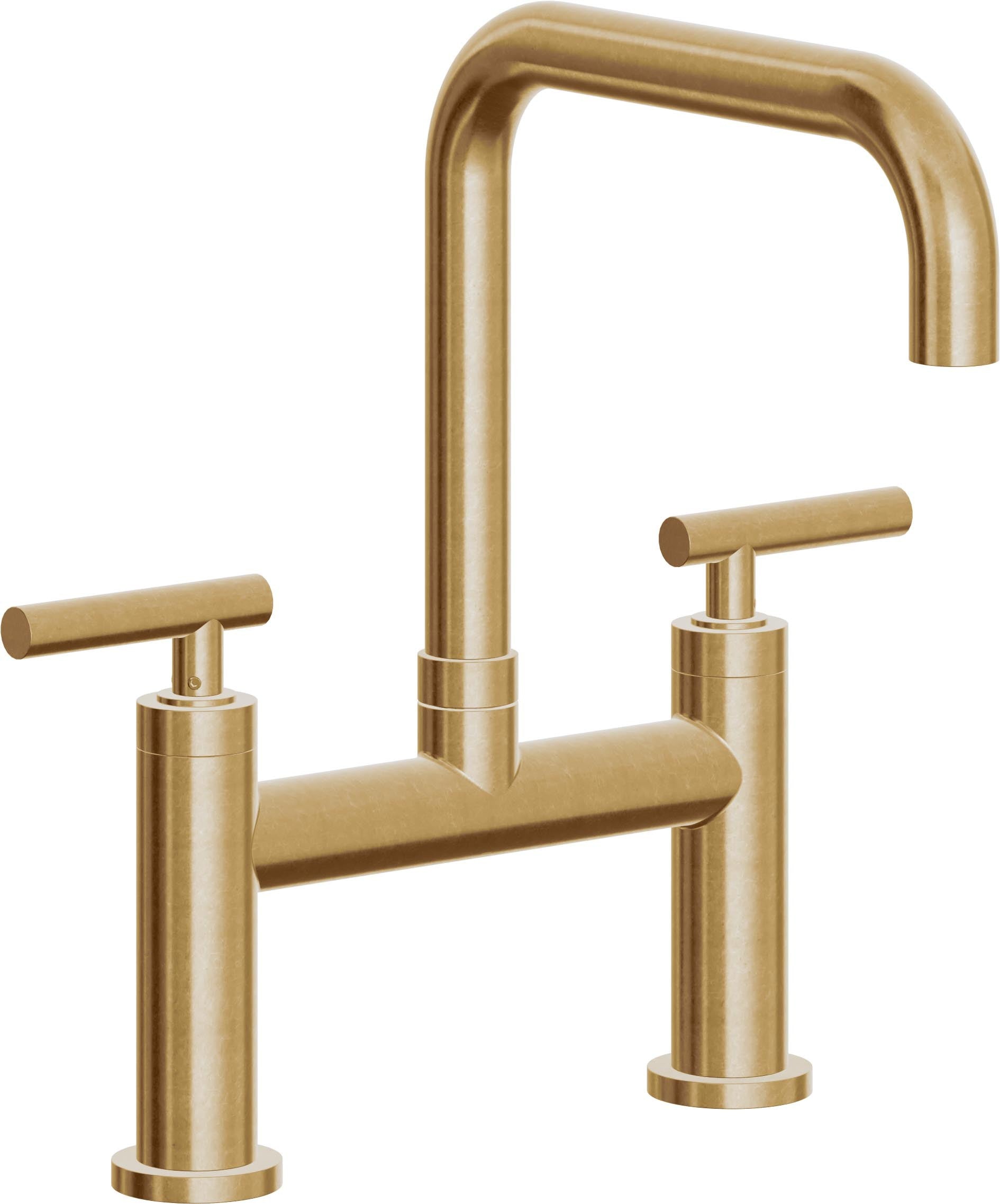 California Faucets Corsano Llave de Cocina Tipo Puente Contemporanea - Pico Cuadruple - Latón Bruñido