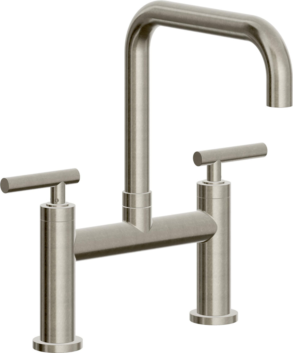 California Faucets Corsano Llave de Cocina Tipo Puente Contemporanea - Pico Cuadruple - Níquel Bruñido