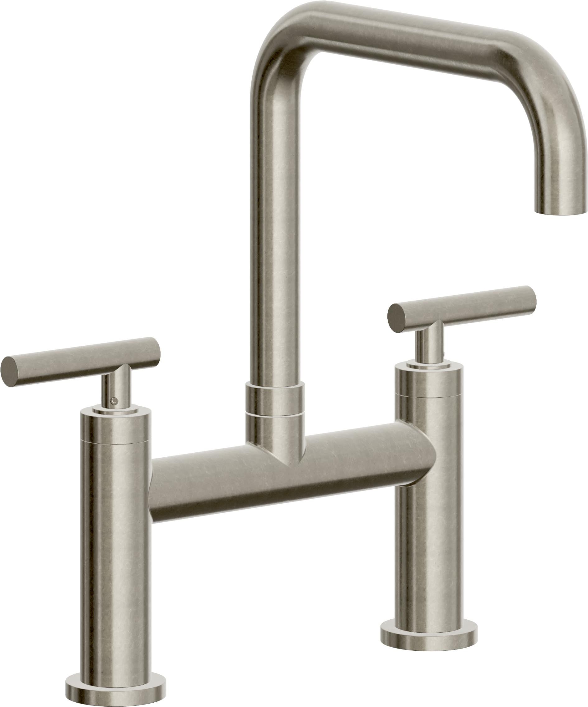 California Faucets Corsano Llave de Cocina Tipo Puente Contemporanea - Pico Cuadruple - Níquel Bruñido