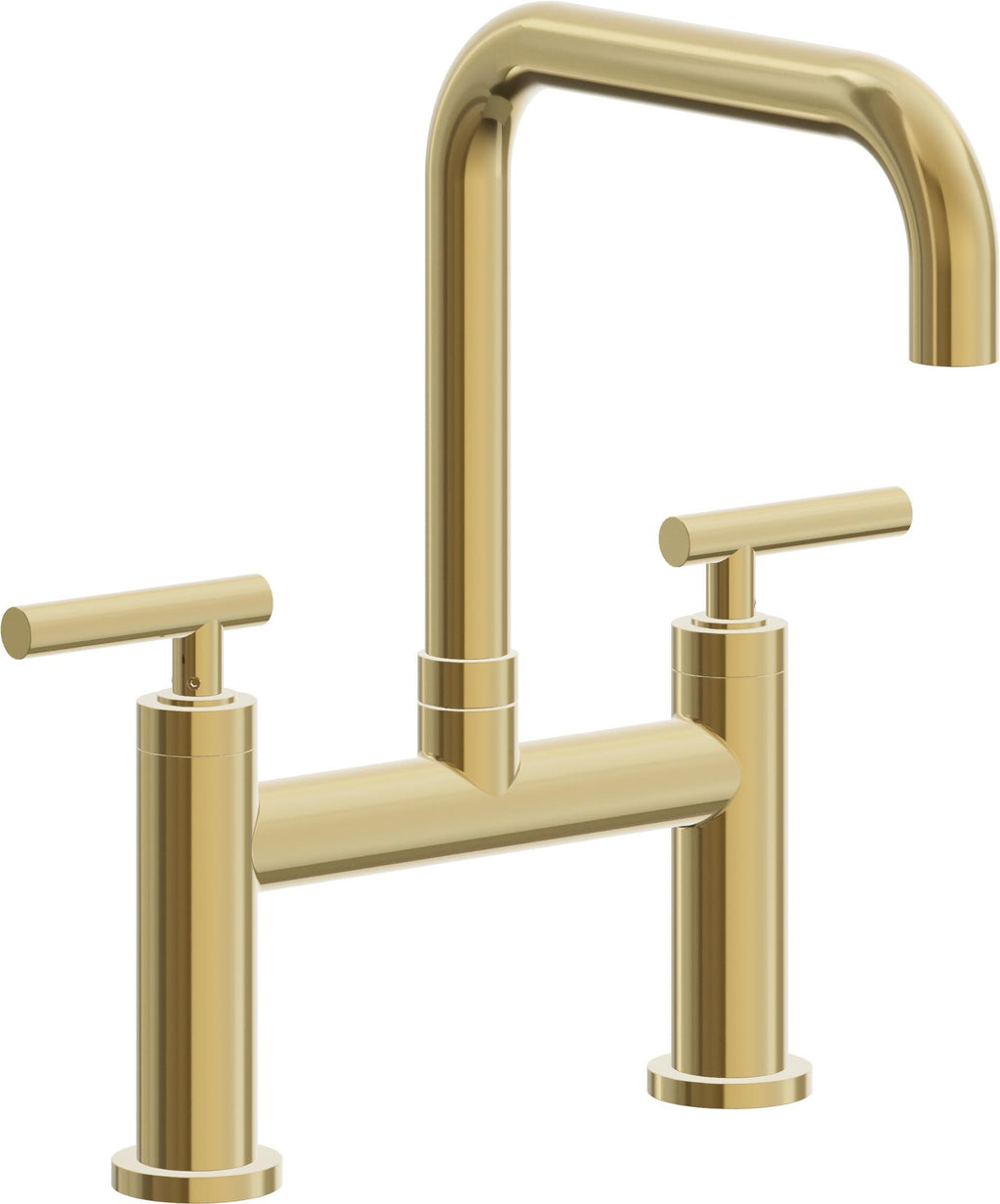 California Faucets Corsano Llave de Cocina Tipo Puente Contemporanea - Pico Cuadruple - Oro Pulido de por Vida