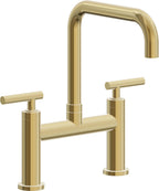 California Faucets Corsano Llave de Cocina Tipo Puente Contemporanea - Pico Cuadruple - Oro Pulido de por Vida