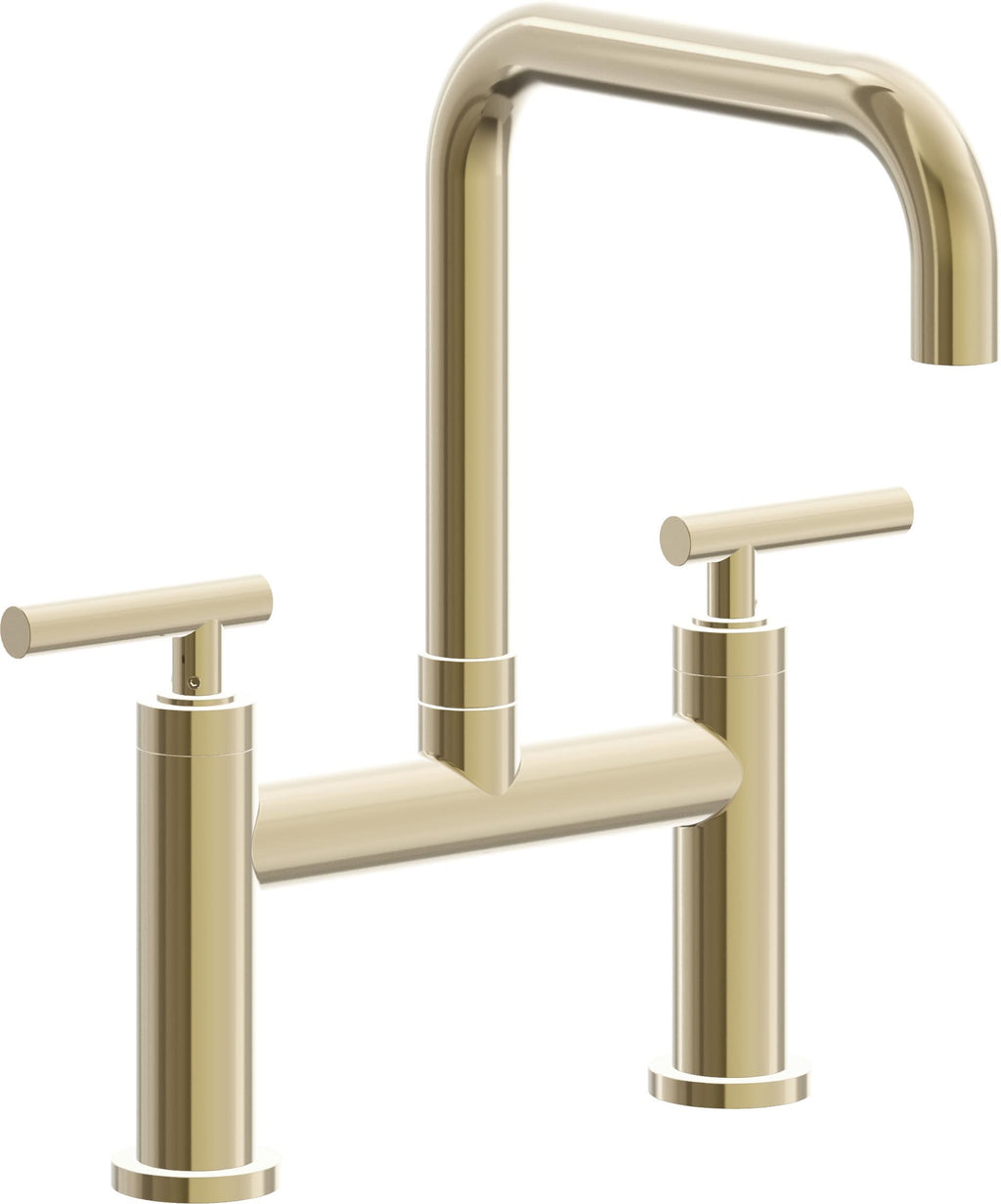 California Faucets Corsano Llave de Cocina Tipo Puente Contemporanea - Pico Cuadruple - Latón Pulido