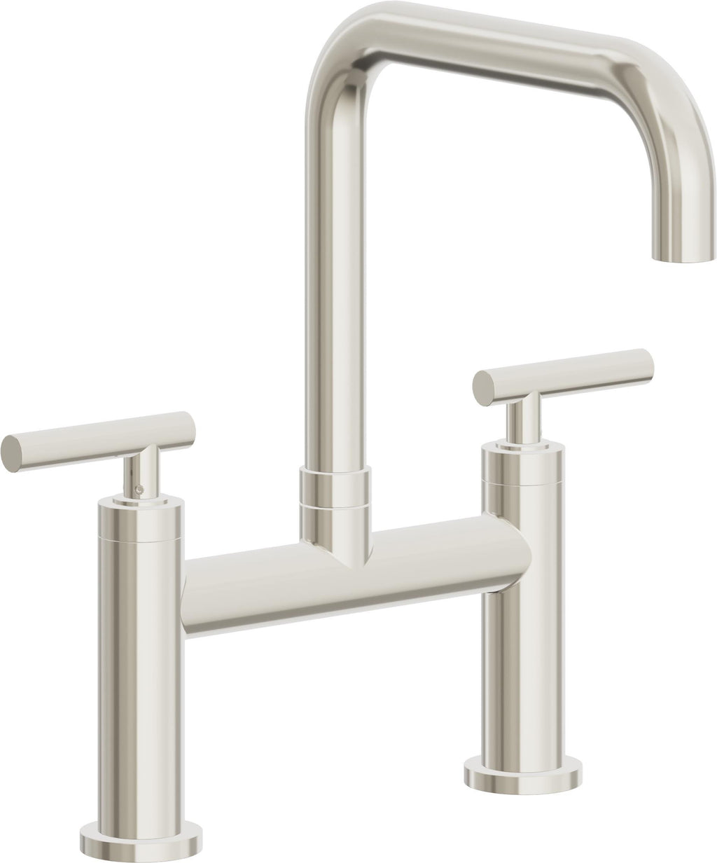 California Faucets Corsano Llave de Cocina Tipo Puente Contemporanea - Pico Cuadruple - Níquel Pulido