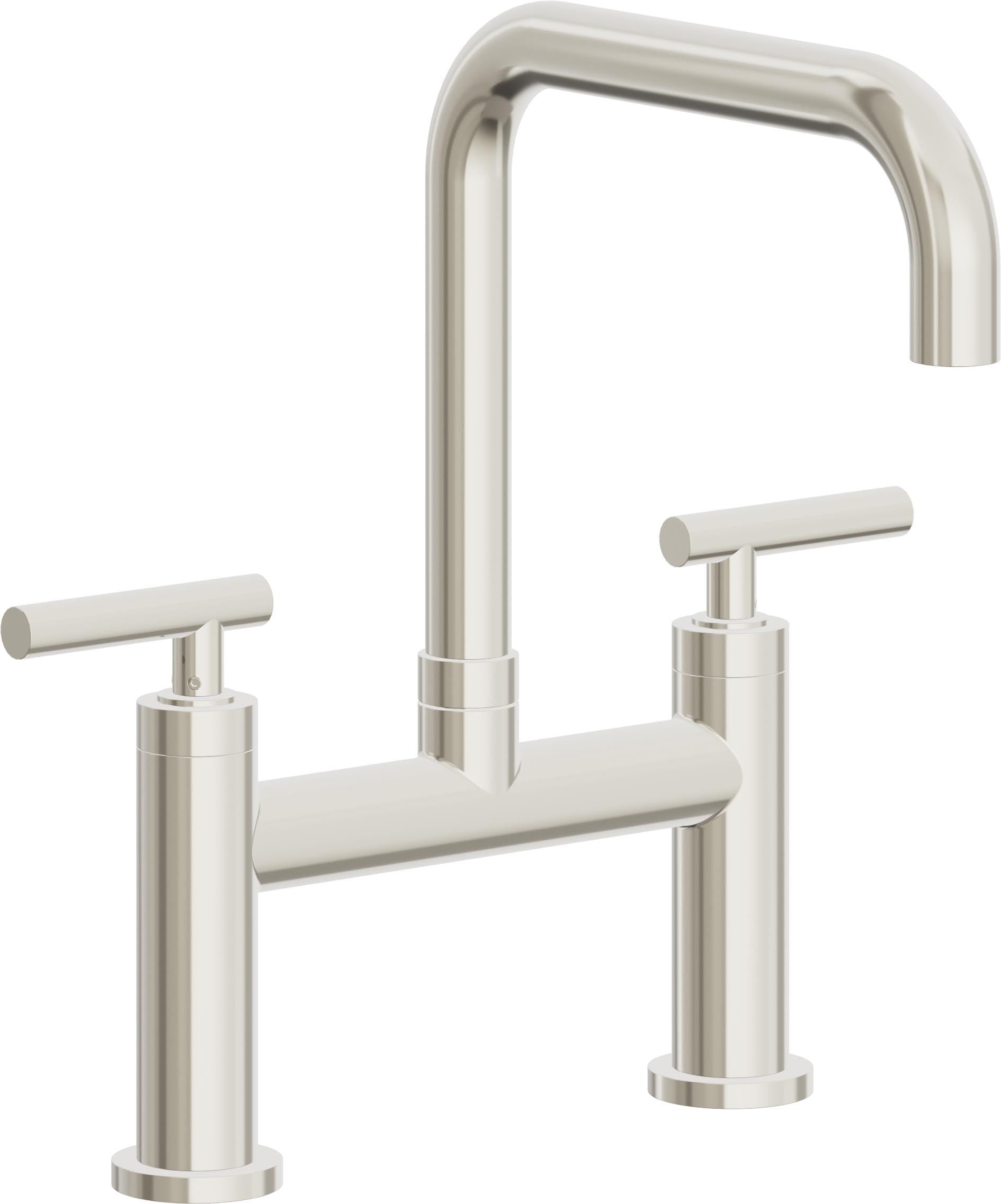 California Faucets Corsano Llave de Cocina Tipo Puente Contemporanea - Pico Cuadruple - Níquel Pulido