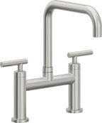 California Faucets Corsano Llave de Cocina Tipo Puente Contemporanea - Pico Cuadruple - Cromo Satinado