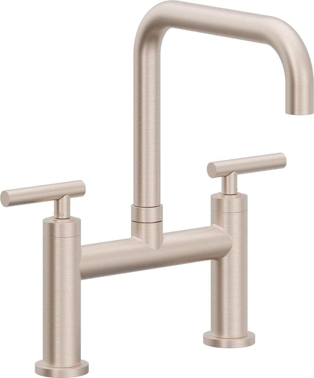 California Faucets Corsano Llave de Cocina Tipo Puente Contemporanea - Pico Cuadruple - Níquel Satinado
