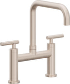 California Faucets Corsano Llave de Cocina Tipo Puente Contemporanea - Pico Cuadruple - Níquel Satinado