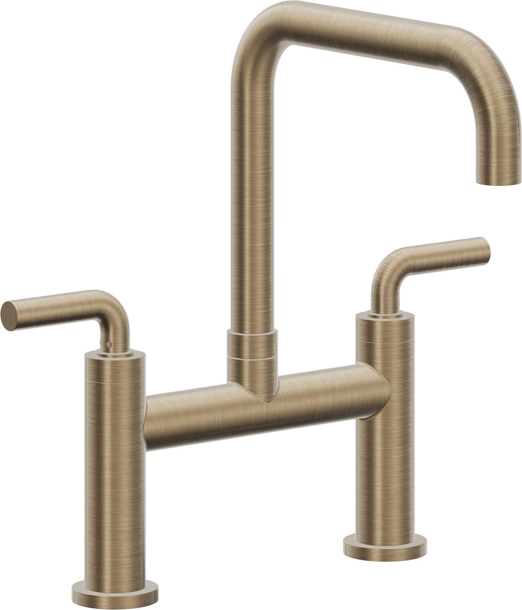 California Faucets Corsano Llave de Cocina Tipo Puente Contemporanea - Pico Cuadruple - Latón Antiguo Mate