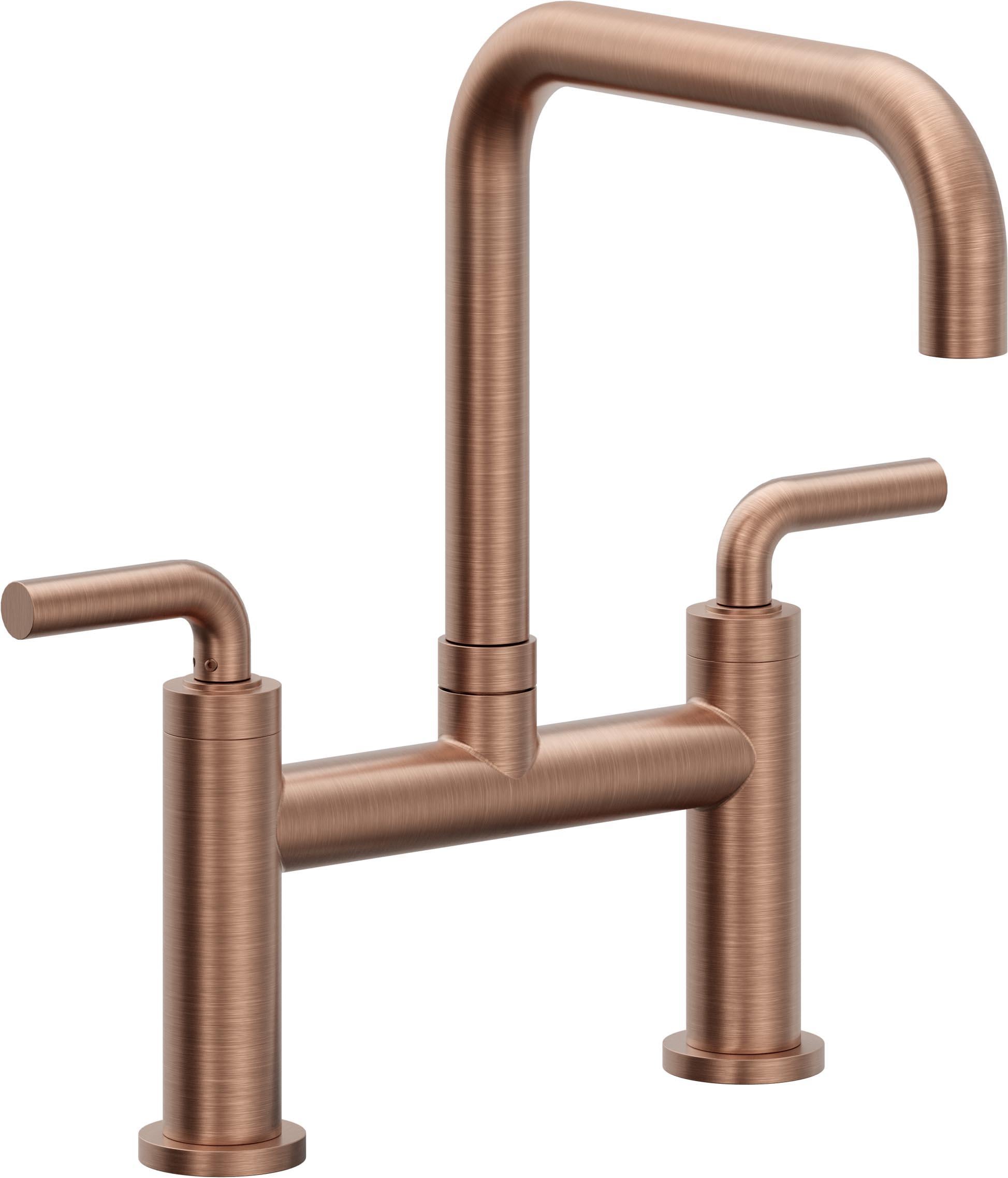 California Faucets Corsano Llave de Cocina Tipo Puente Contemporanea - Pico Cuadruple - Cobre Antiguo Mate