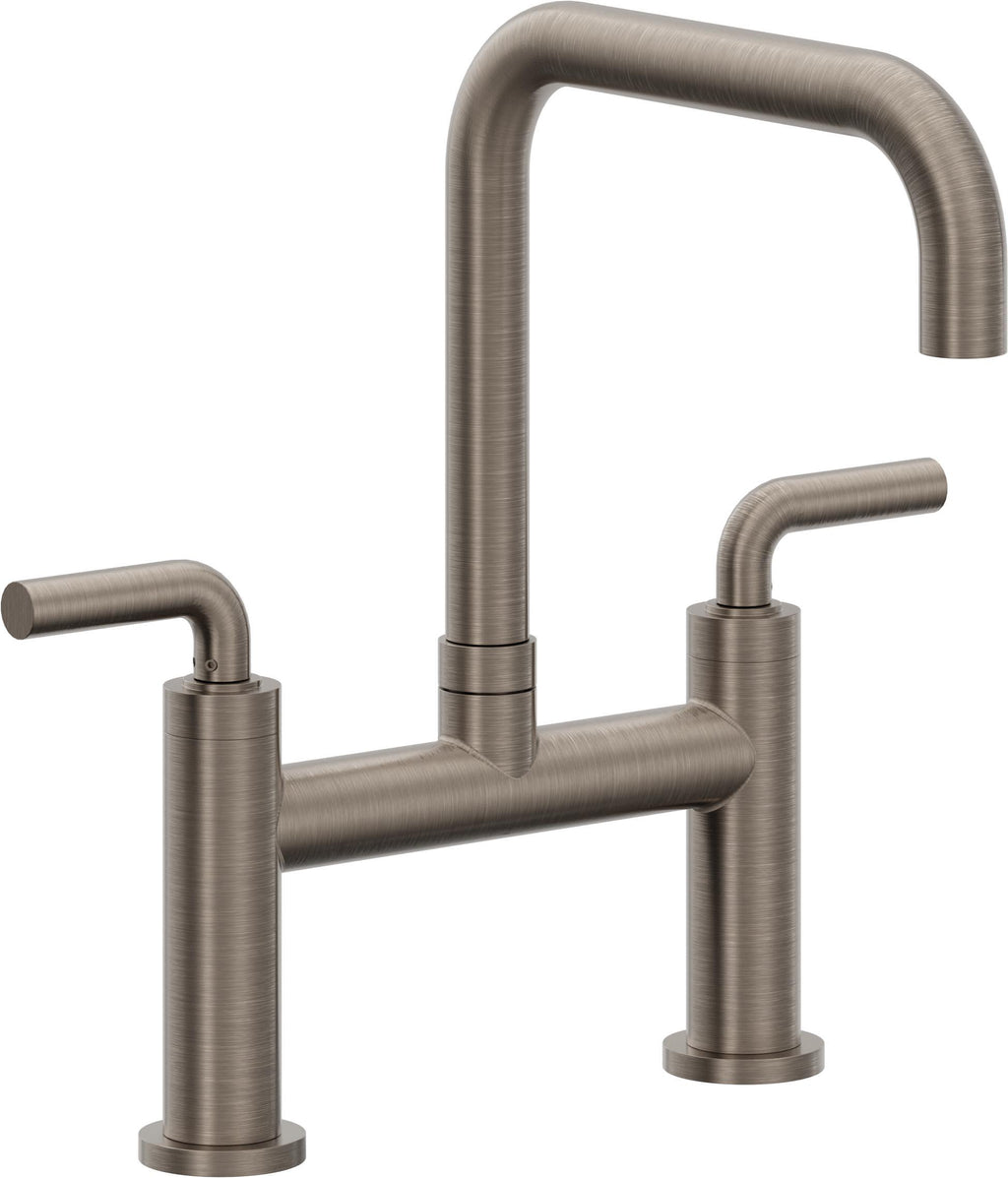 California Faucets Corsano Llave de Cocina Tipo Puente Contemporanea - Pico Cuadruple - Níquel Antiguo Mate