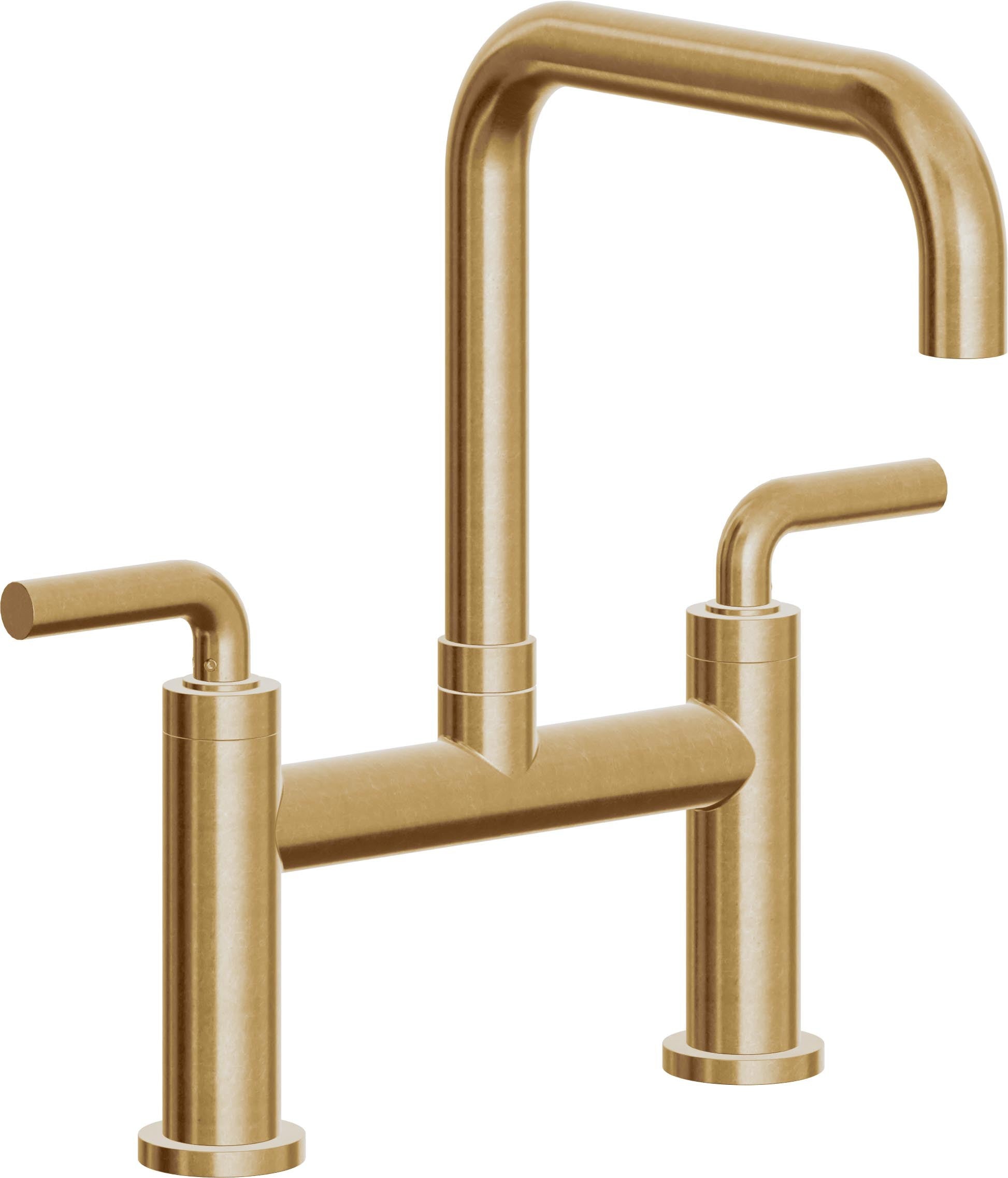 California Faucets Corsano Llave de Cocina Tipo Puente Contemporanea - Pico Cuadruple - Latón Bruñido