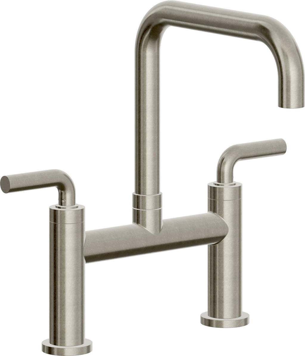 California Faucets Corsano Llave de Cocina Tipo Puente Contemporanea - Pico Cuadruple - Níquel Bruñido