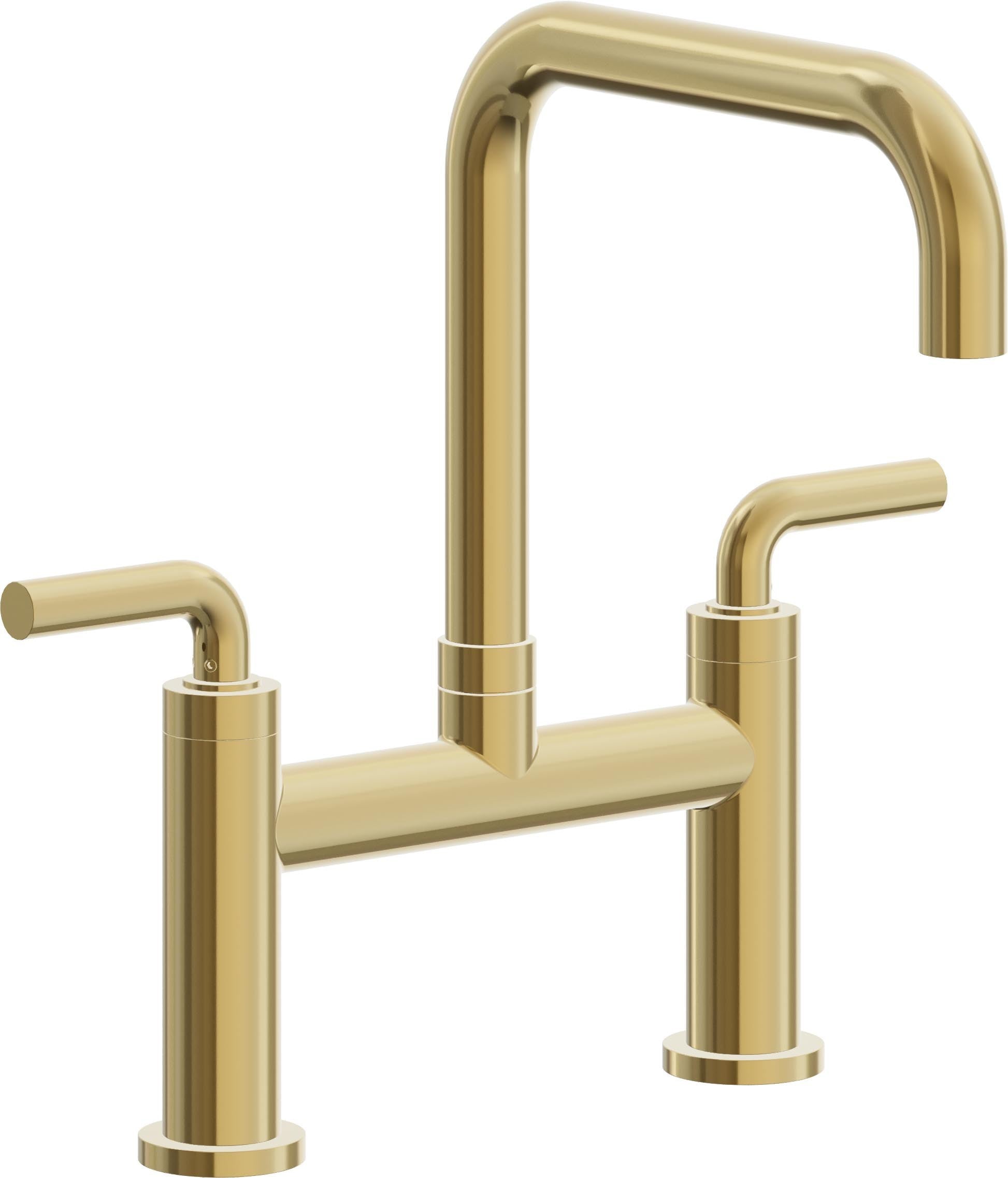 California Faucets Corsano Llave de Cocina Tipo Puente Contemporanea - Pico Cuadruple - Oro Pulido de por Vida