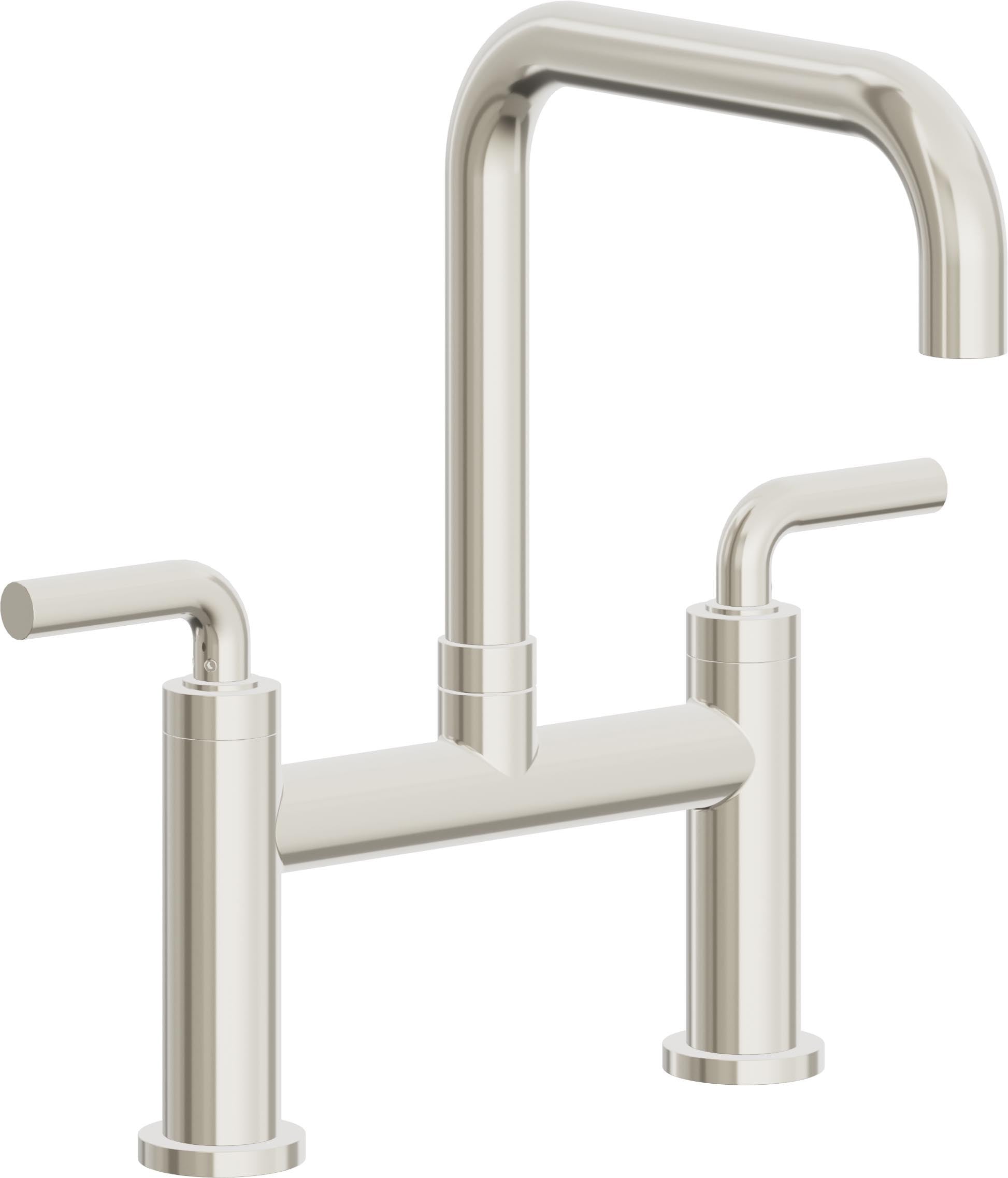 California Faucets Corsano Llave de Cocina Tipo Puente Contemporanea - Pico Cuadruple - Níquel Pulido