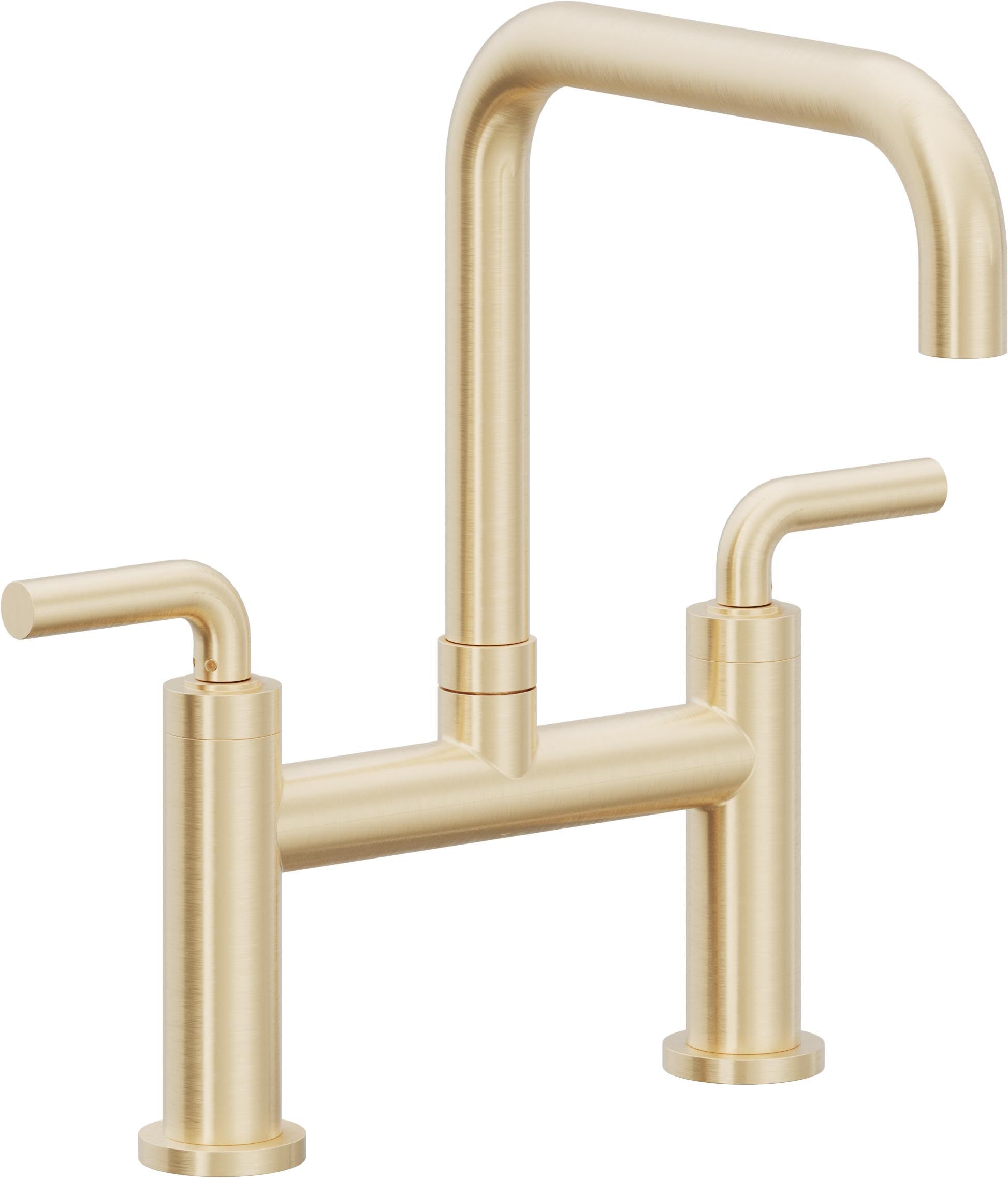 California Faucets Corsano Llave de Cocina Tipo Puente Contemporanea - Pico Cuadruple - Latón Satinado