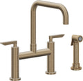 California Faucets Corsano Llave de Cocina Tipo Puente Contemporanea con Rociador Lateral - Pico Cuadruple - Latón Antiguo Mate