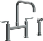 California Faucets Corsano Llave de Cocina Tipo Puente Contemporanea con Rociador Lateral - Pico Cuadruple - Níquel Negro