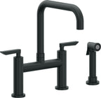 California Faucets Corsano Llave de Cocina Tipo Puente Contemporanea con Rociador Lateral - Pico Cuadruple - Carbón