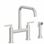 California Faucets Corsano Llave de Cocina Tipo Puente Contemporanea con Rociador Lateral - Pico Cuadruple - Cromo Pulido
