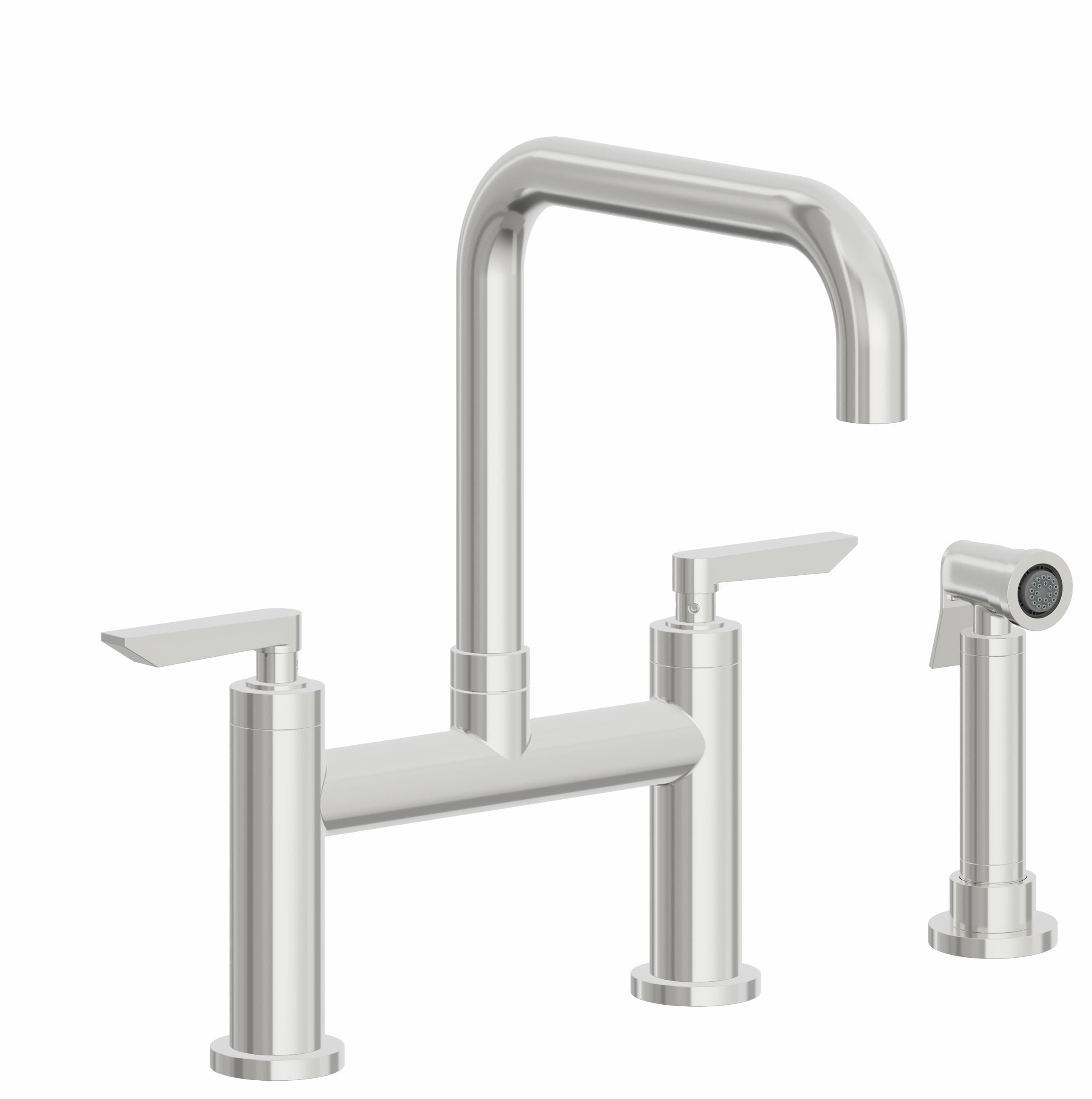 California Faucets Corsano Llave de Cocina Tipo Puente Contemporanea con Rociador Lateral - Pico Cuadruple - Cromo Pulido